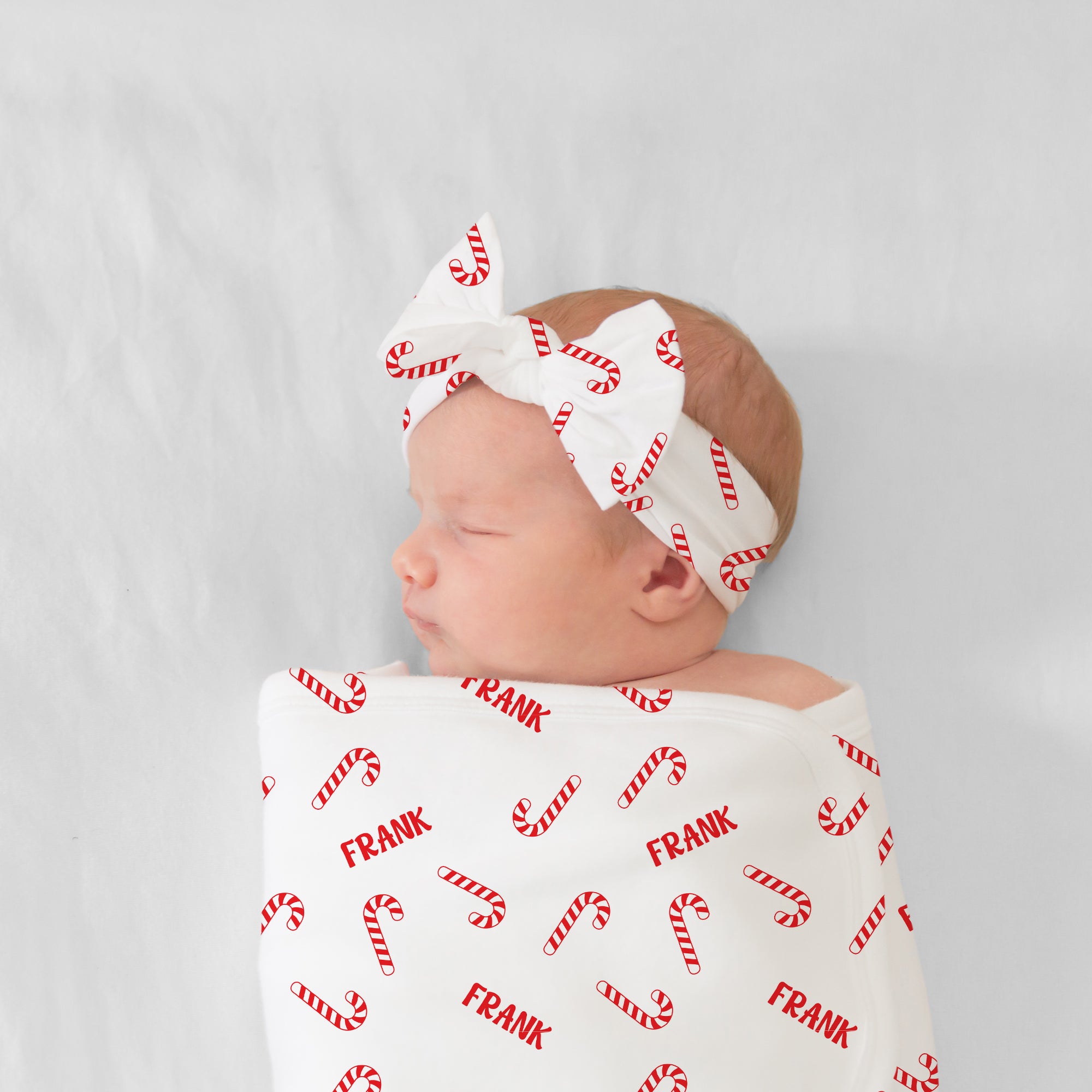 Personalized Bow Headband in Candy Cane