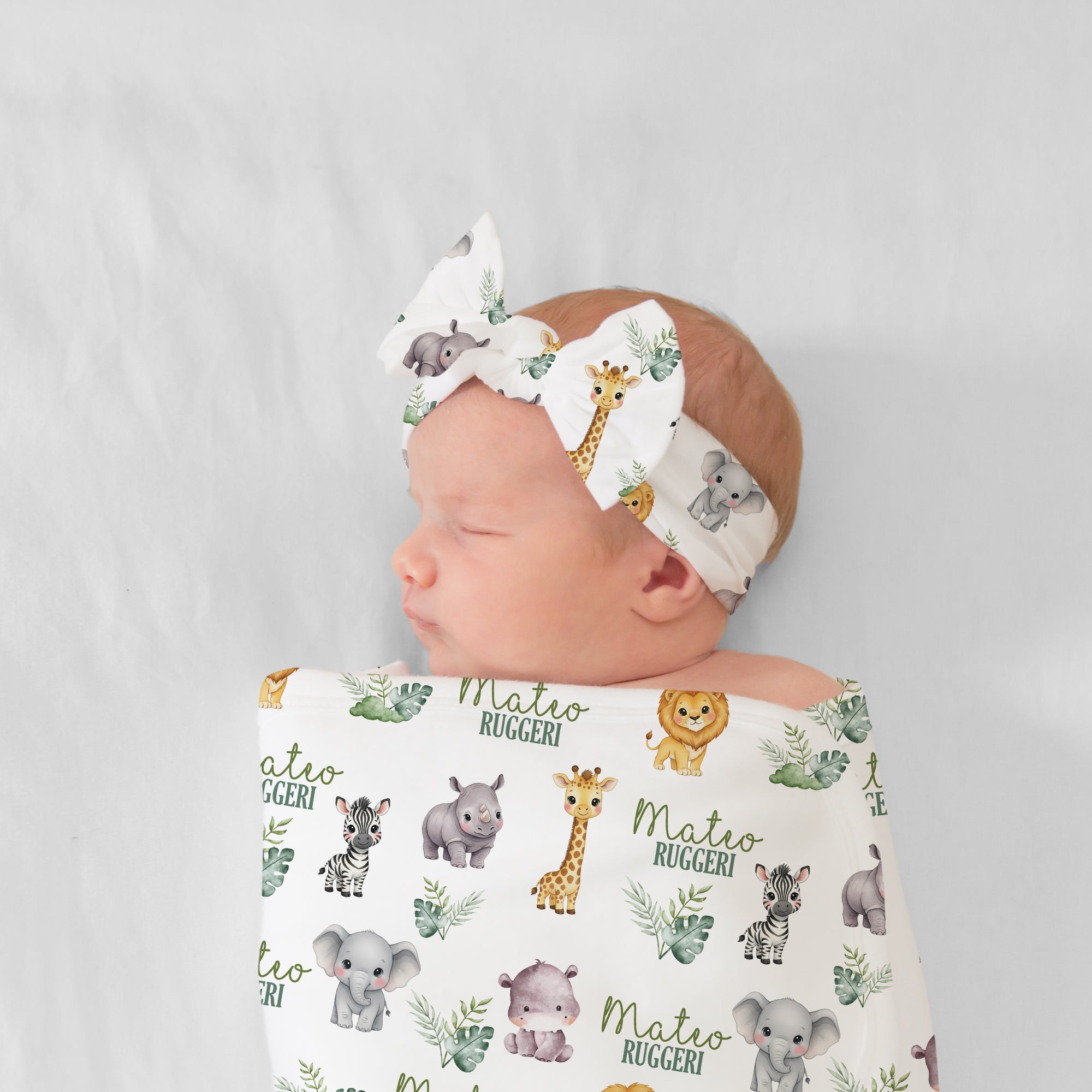 Personalized Bow Headband in Safari Animal