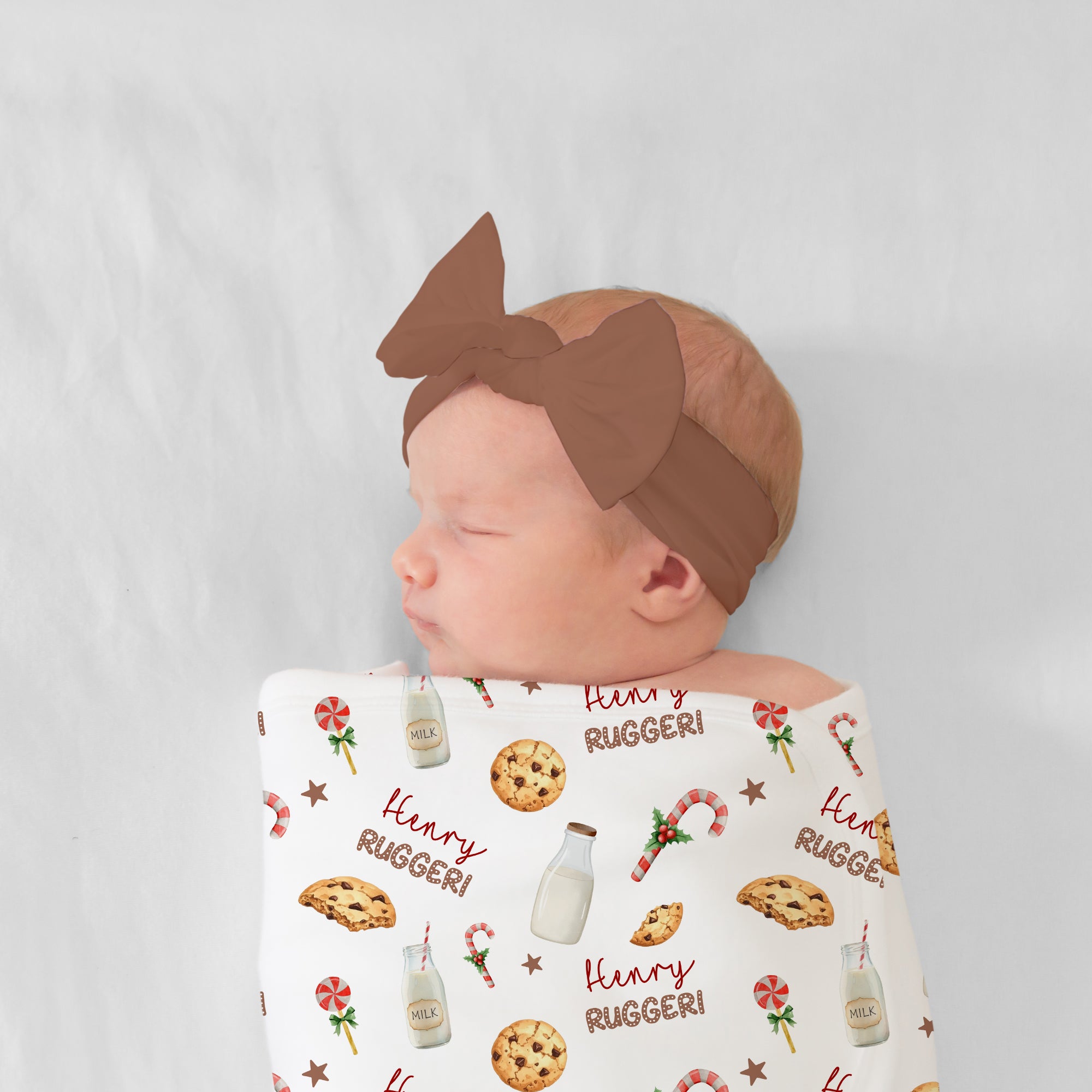 Personalized Bow Headband in Biscuit