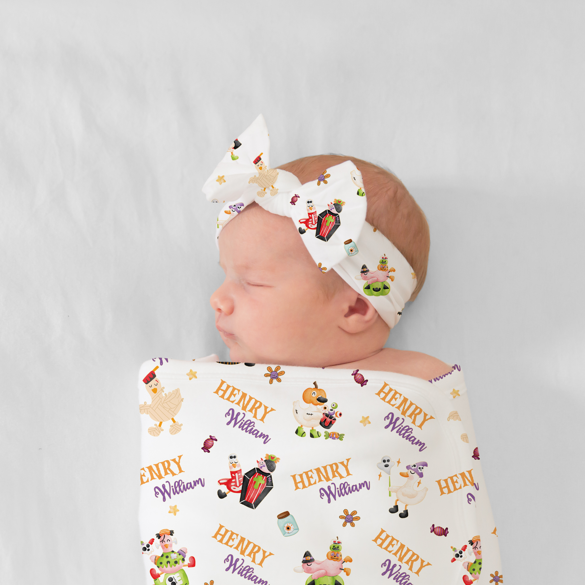 Personalized Bow Headband in Goose in Booland