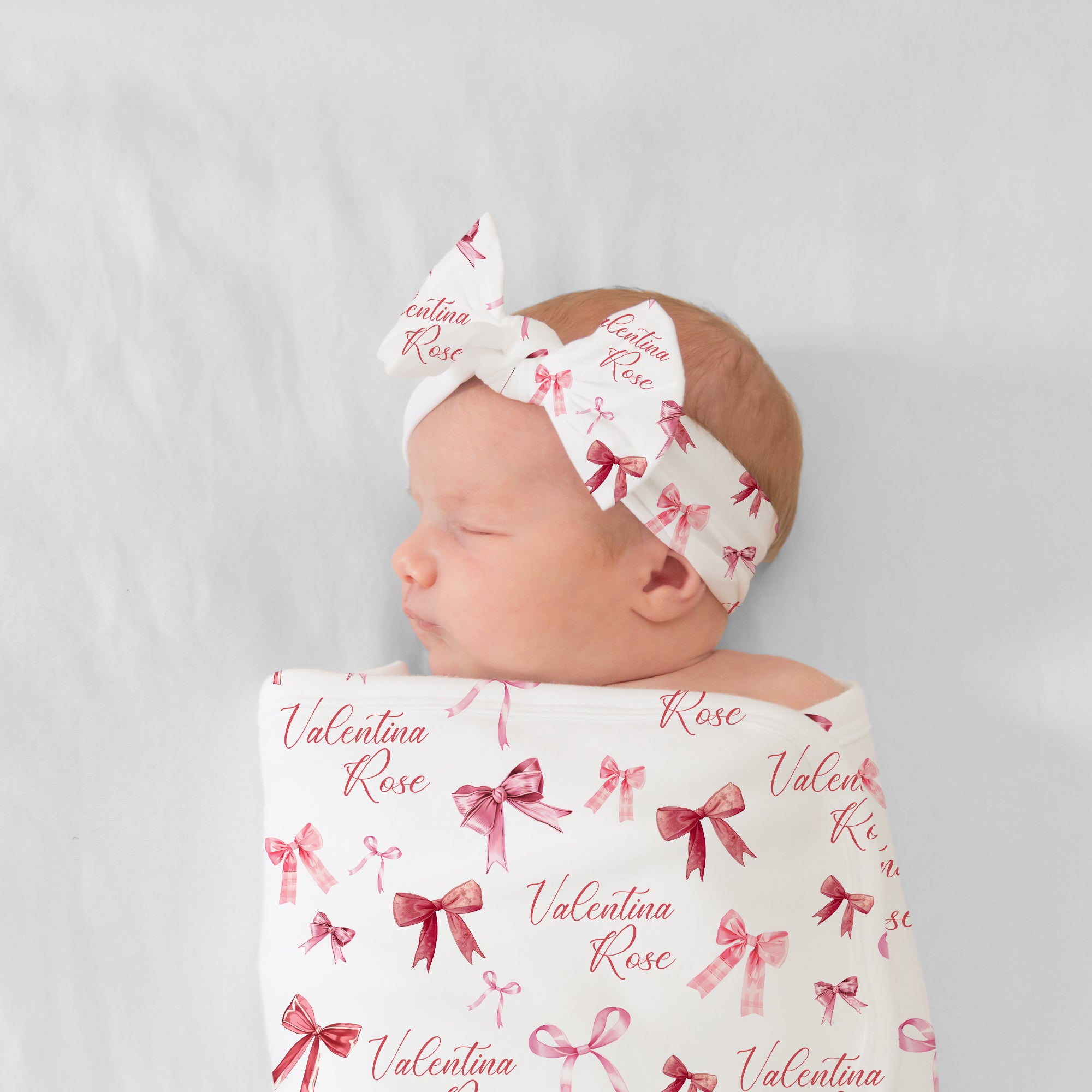 Personalized Bow Headband in White Coquette Bow