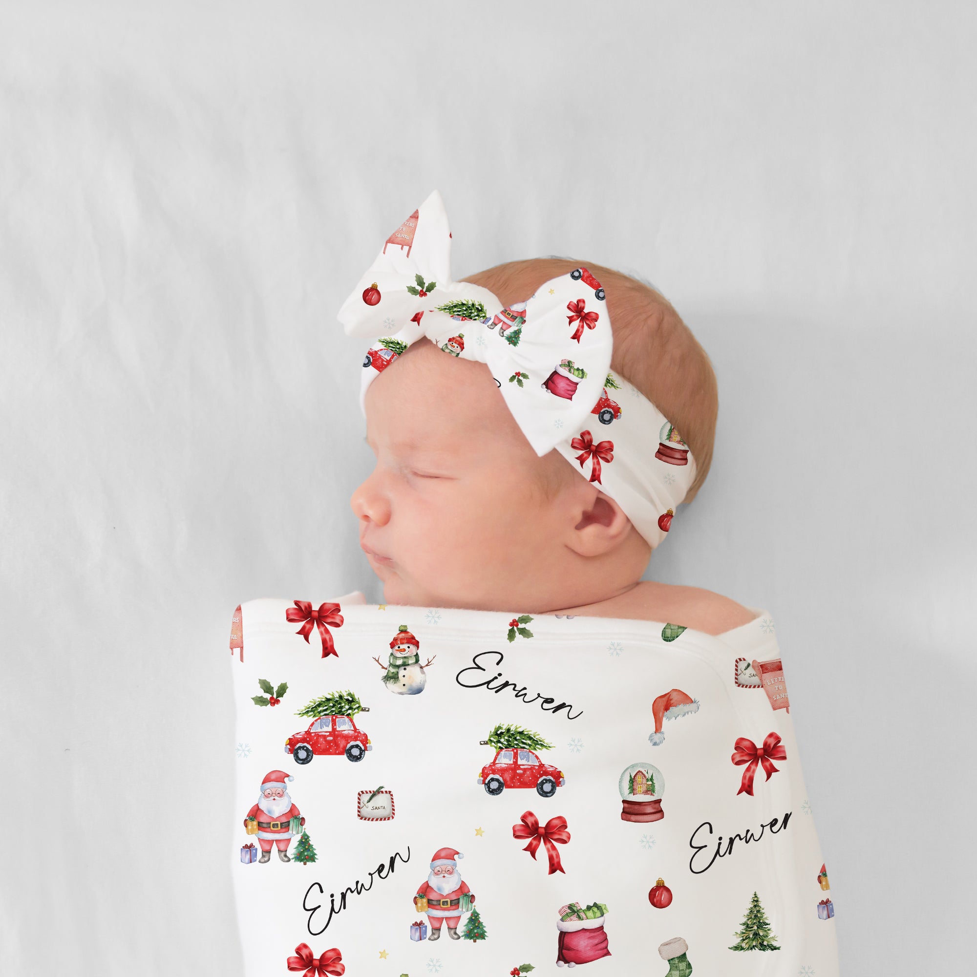 Personalized Bow Headband in Christmas Day