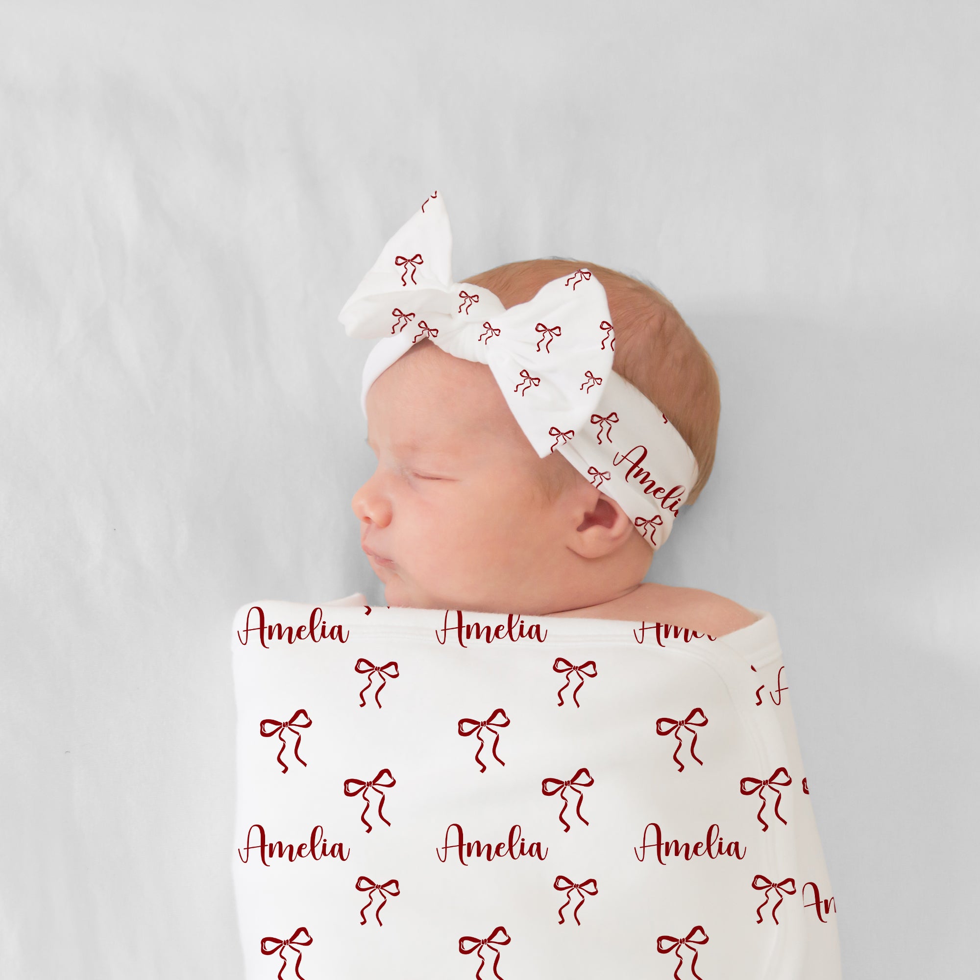 Personalized Bow Headband in Coquette Ribbon