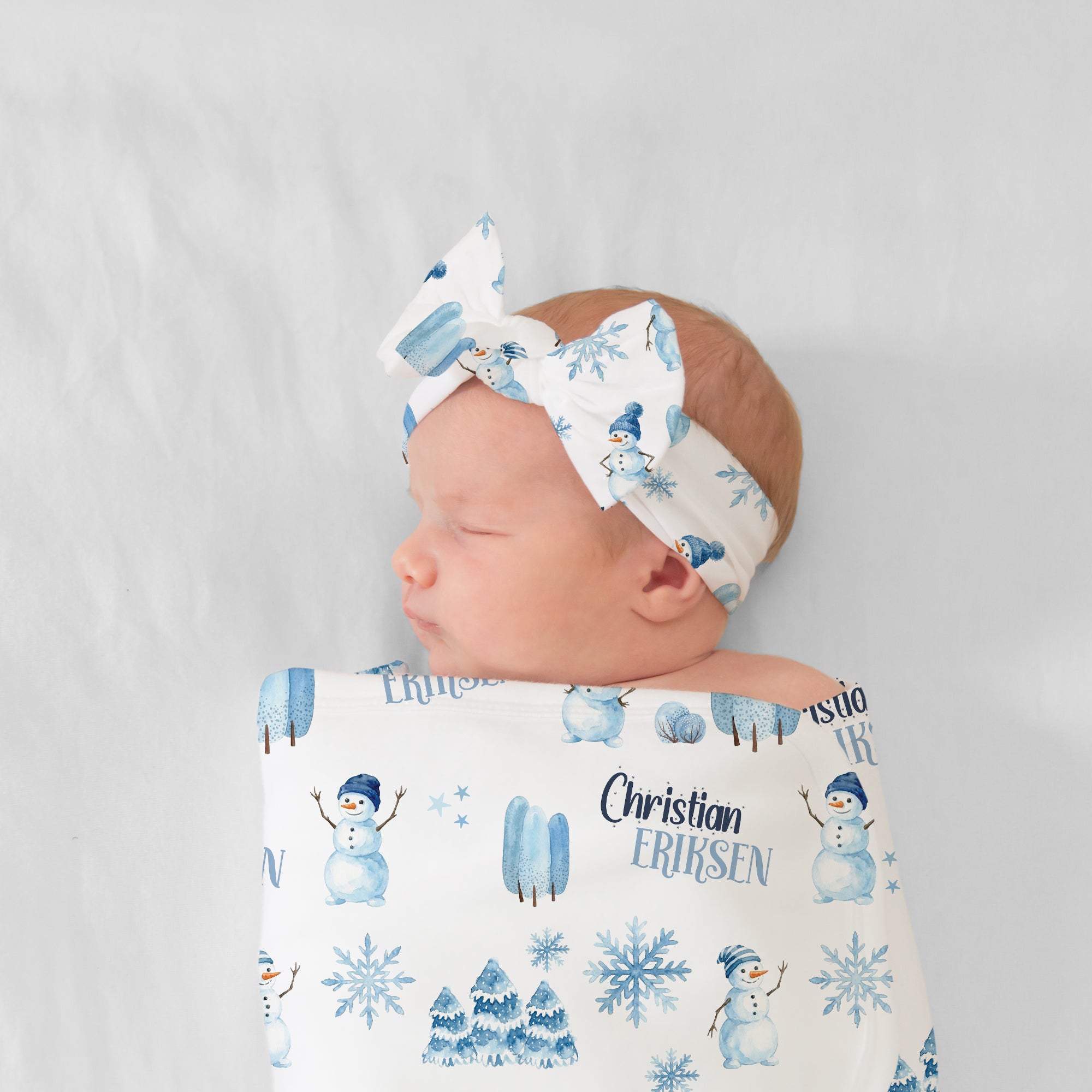 Personalized Bow Headband in Snowman