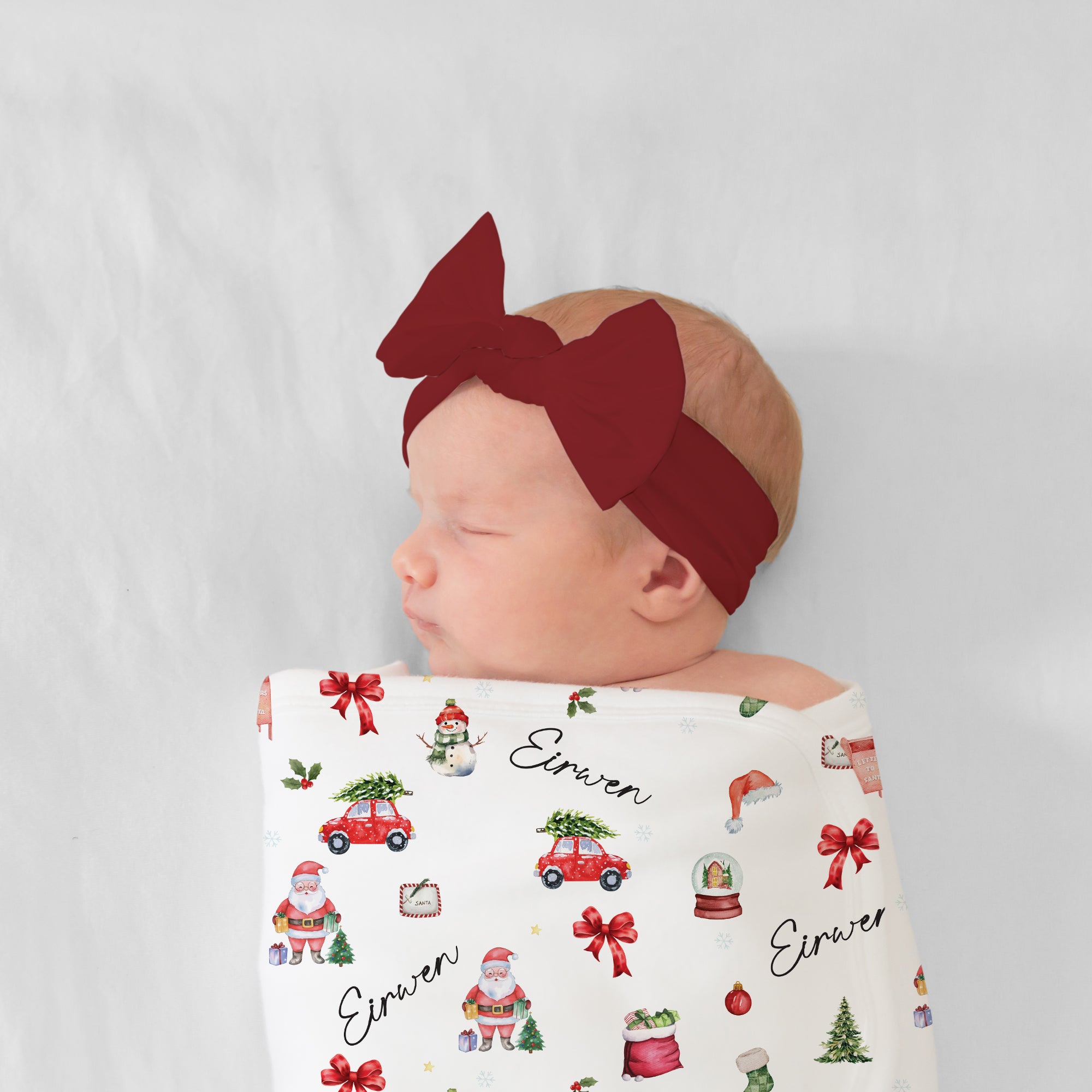Personalized Bow Headband in Brick Red