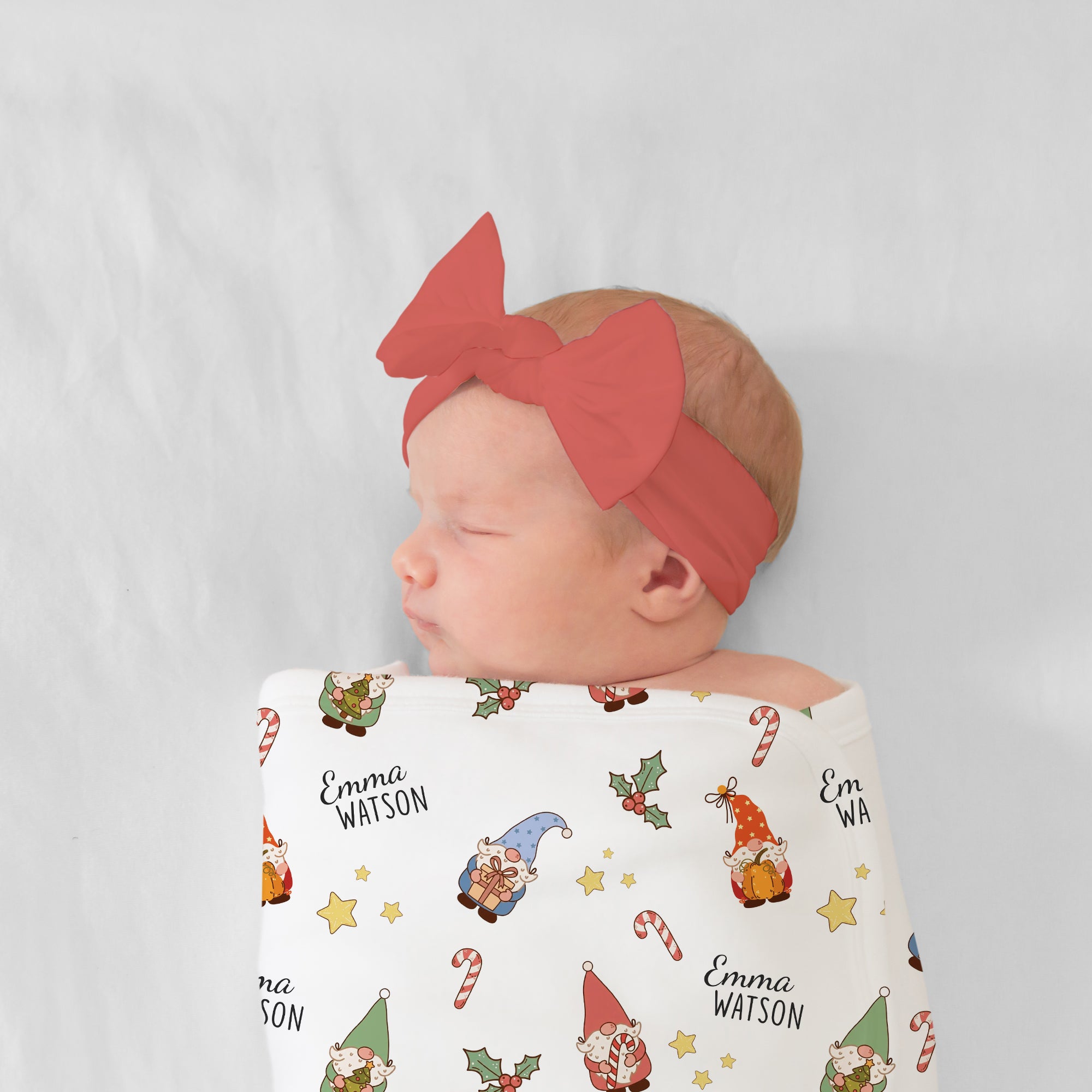 Personalized Bow Headband in Coral Clay