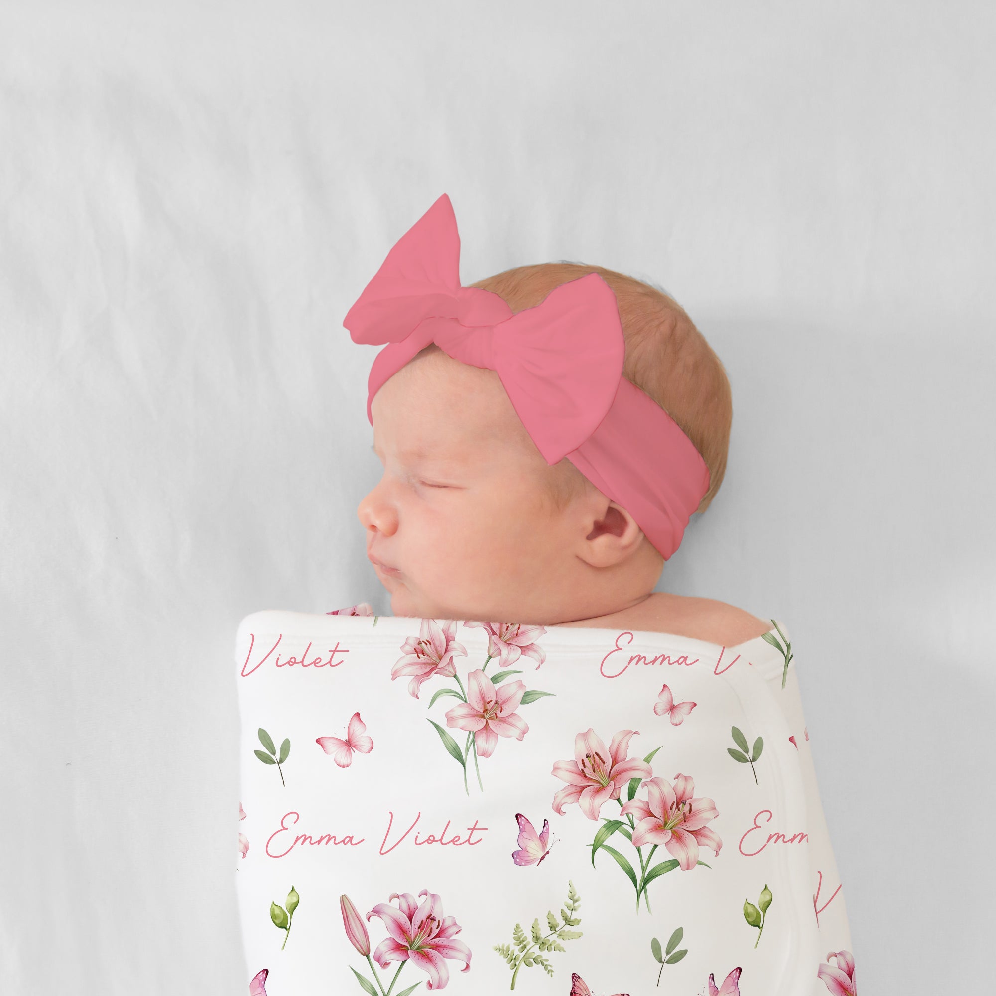 Personalized Bow Headband in Rose Pink