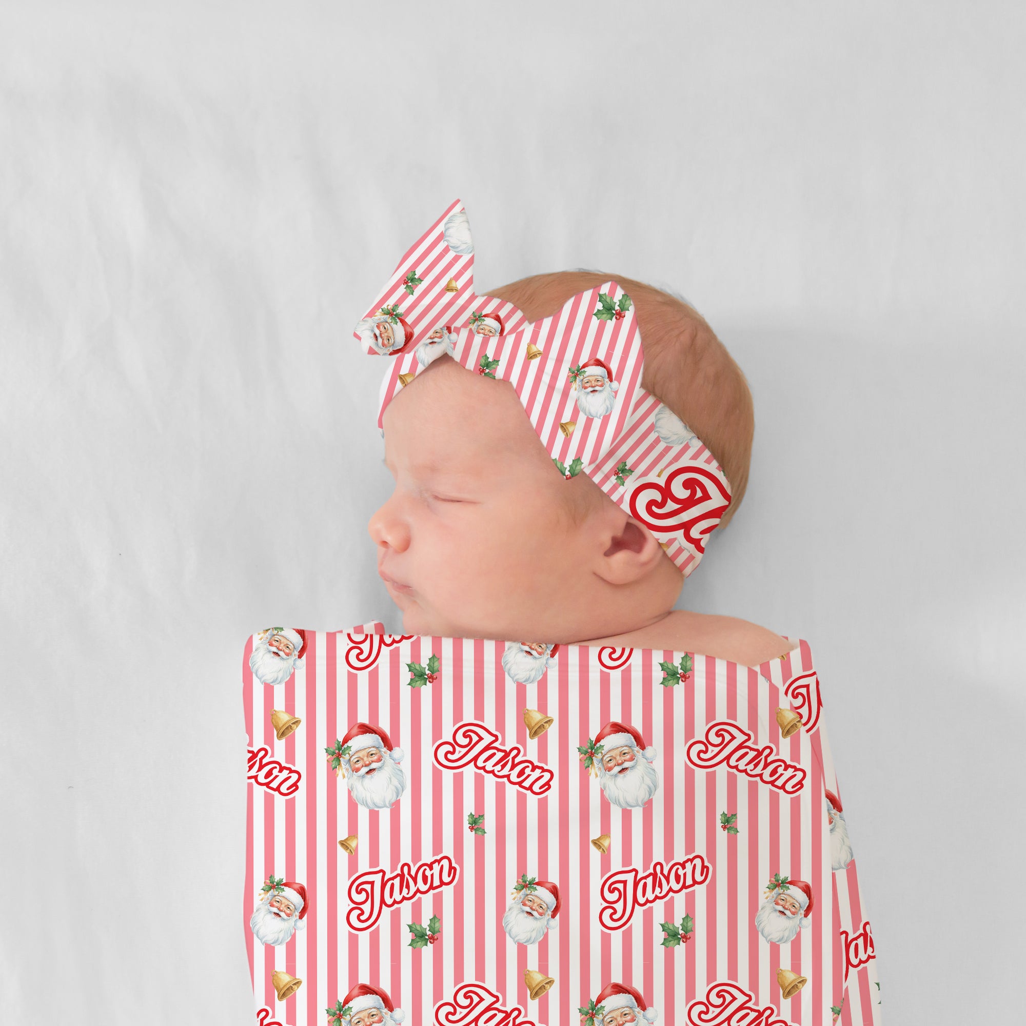 Personalized Bow Headband in Santa Baby