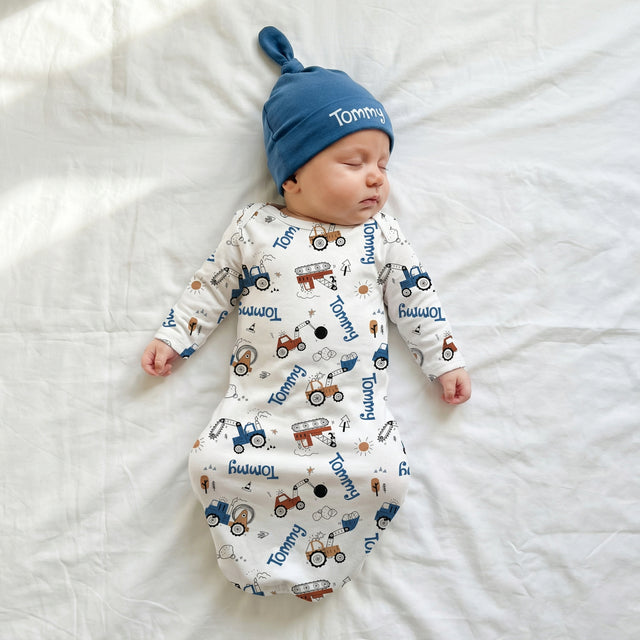 Personalized Sleep Gown in Construction Vehicle