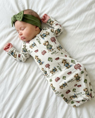 Personalized Sleep Gown in Bear Fishing