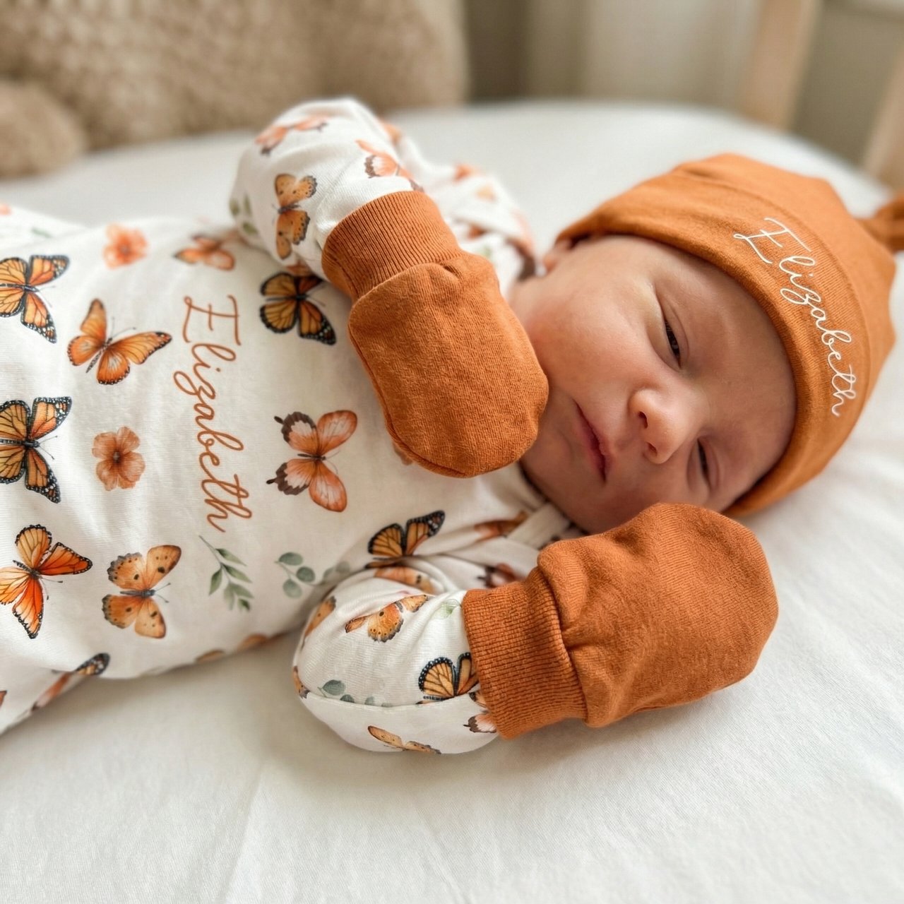 Personalized Sleep Gown in Orange Butterfly