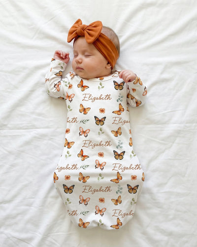 Personalized Sleep Gown in Orange Butterfly