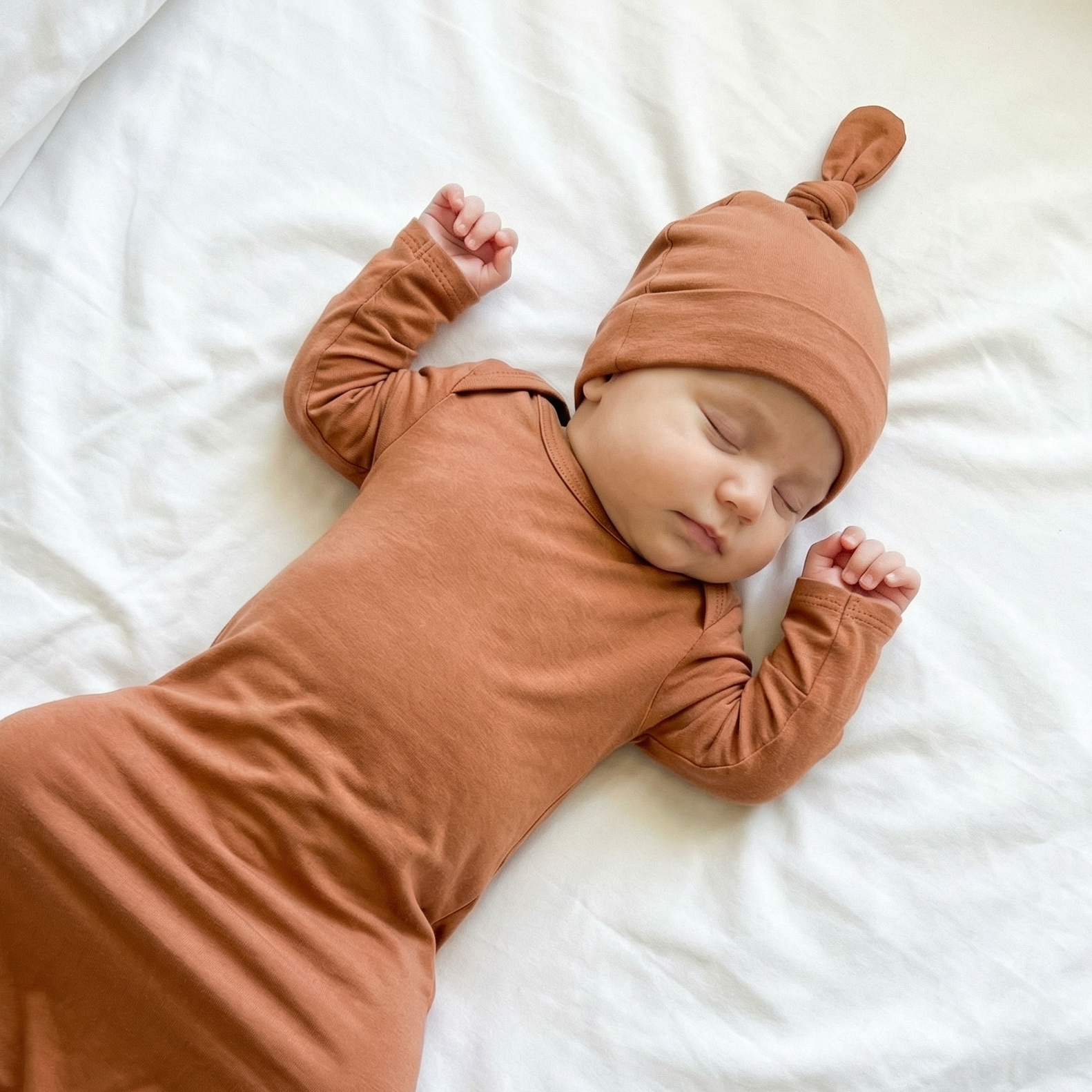 Sleep Gown with Hat Set in Tan