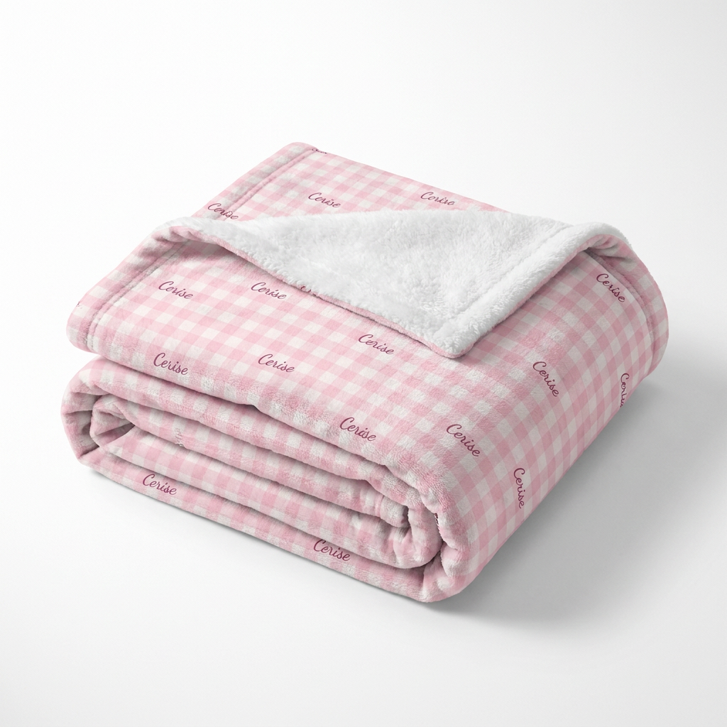 Personalized Blanket in Cherry Blossom Gingham