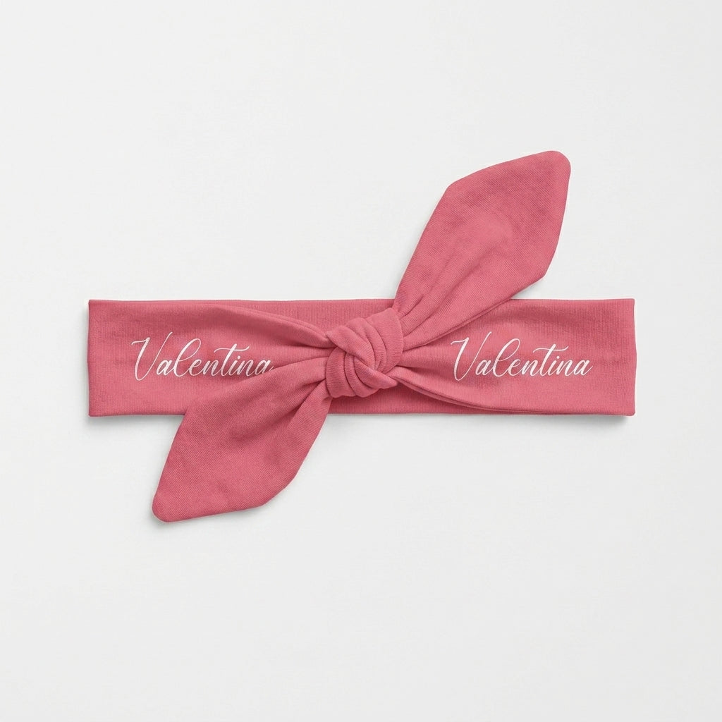 Personalized Knotted Headband in Bloom Pink