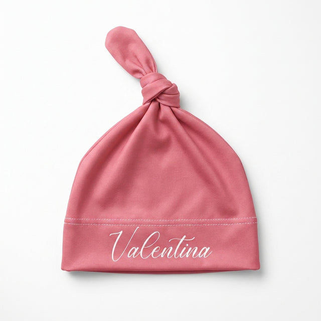 Personalized Knotted Hat in Bloom Pink