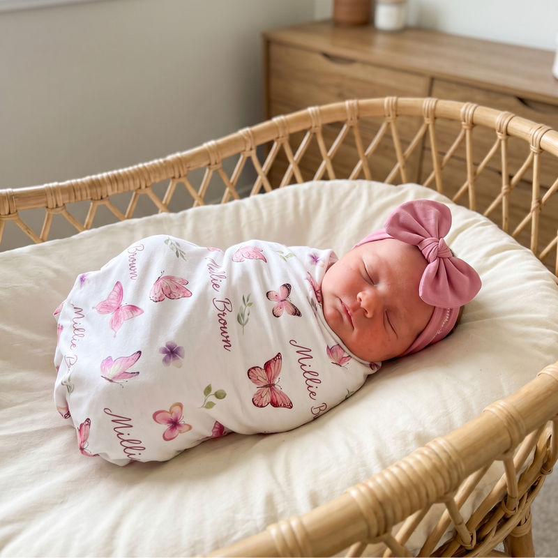 Karen M. · Personalized Swaddle in Purple Butterfly