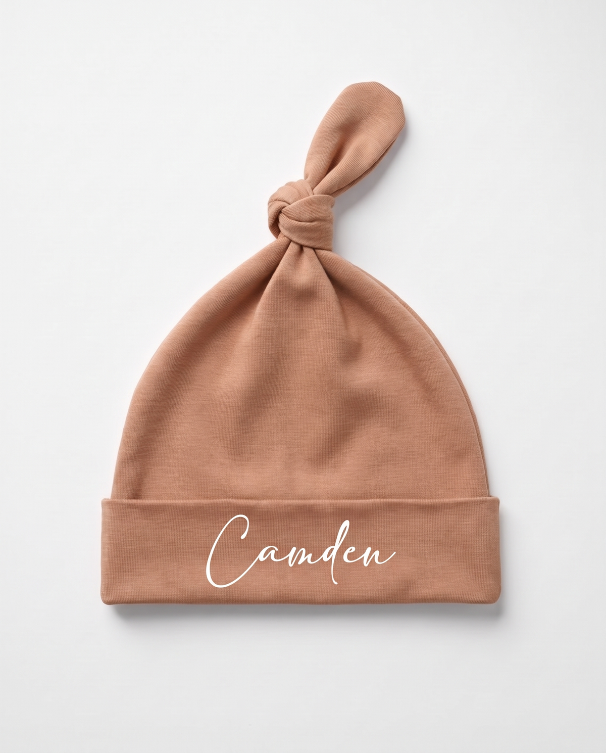 Personalized Knotted Hat in Tan