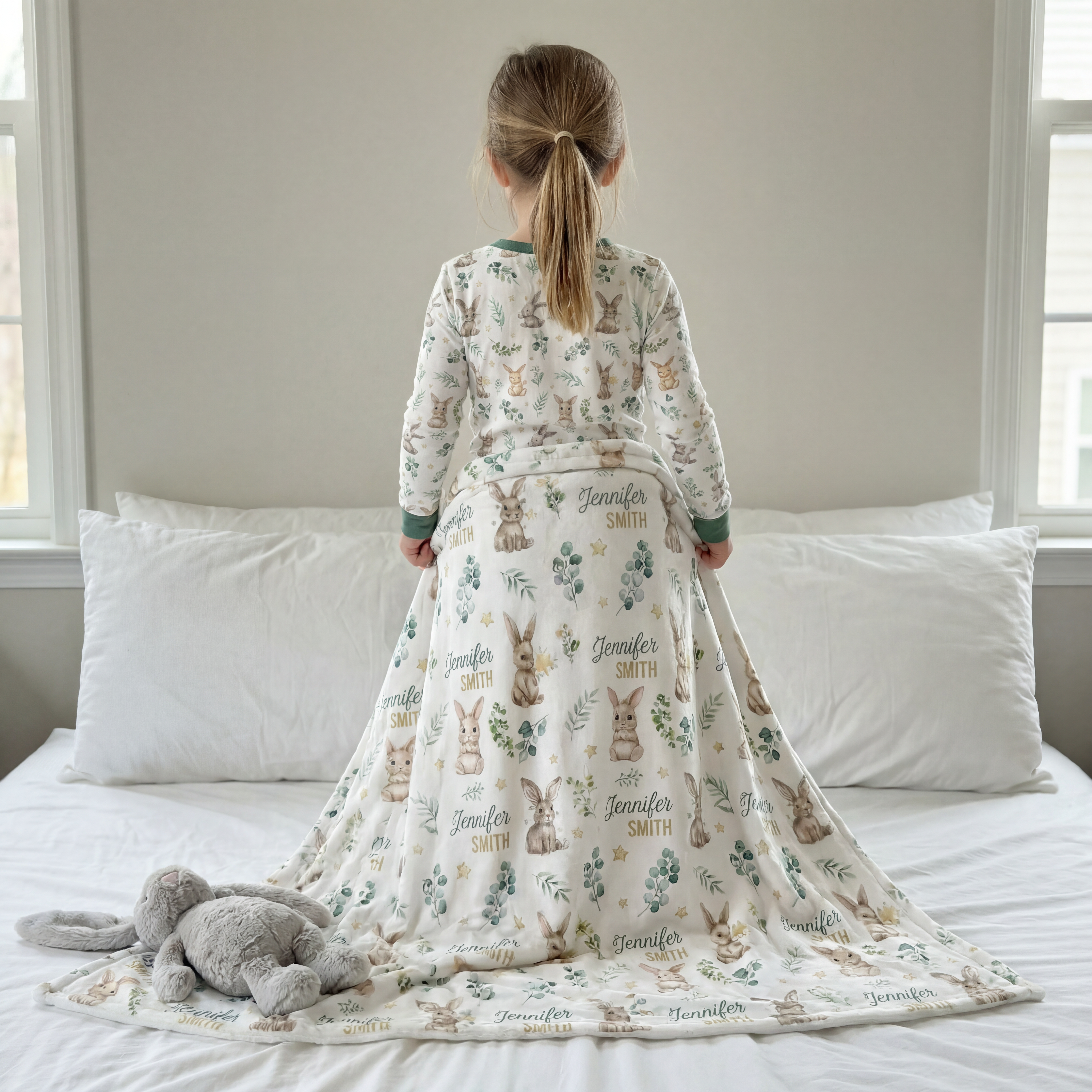 Personalized Blanket in Bunny Garden