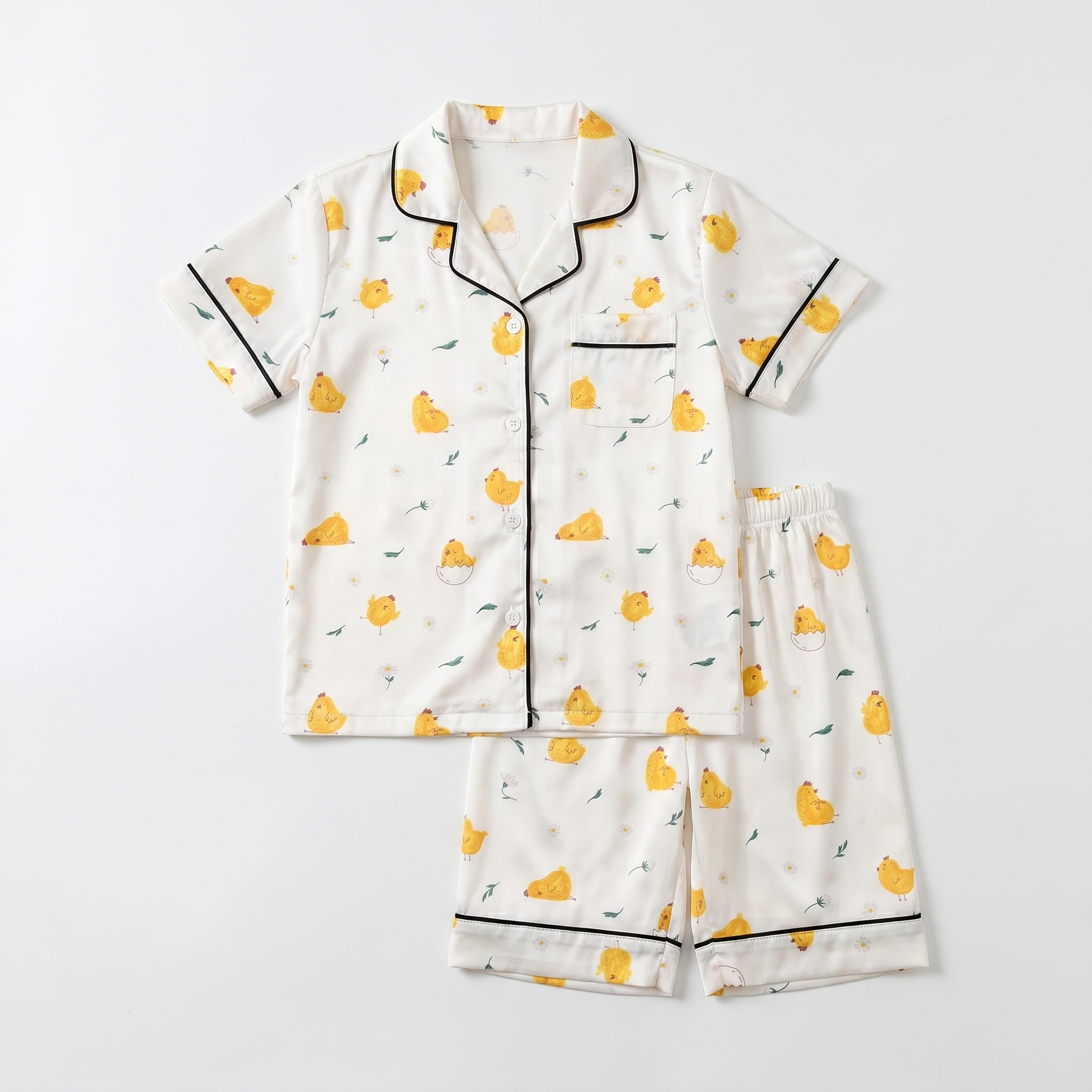 Short-sleeved Kid's Pajama Set in Little Chick