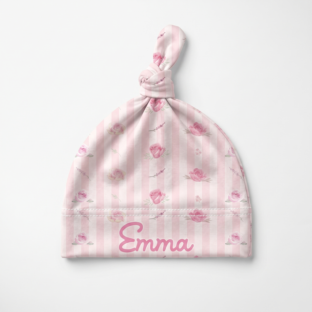 Personalized Knotted Hat in Rosy