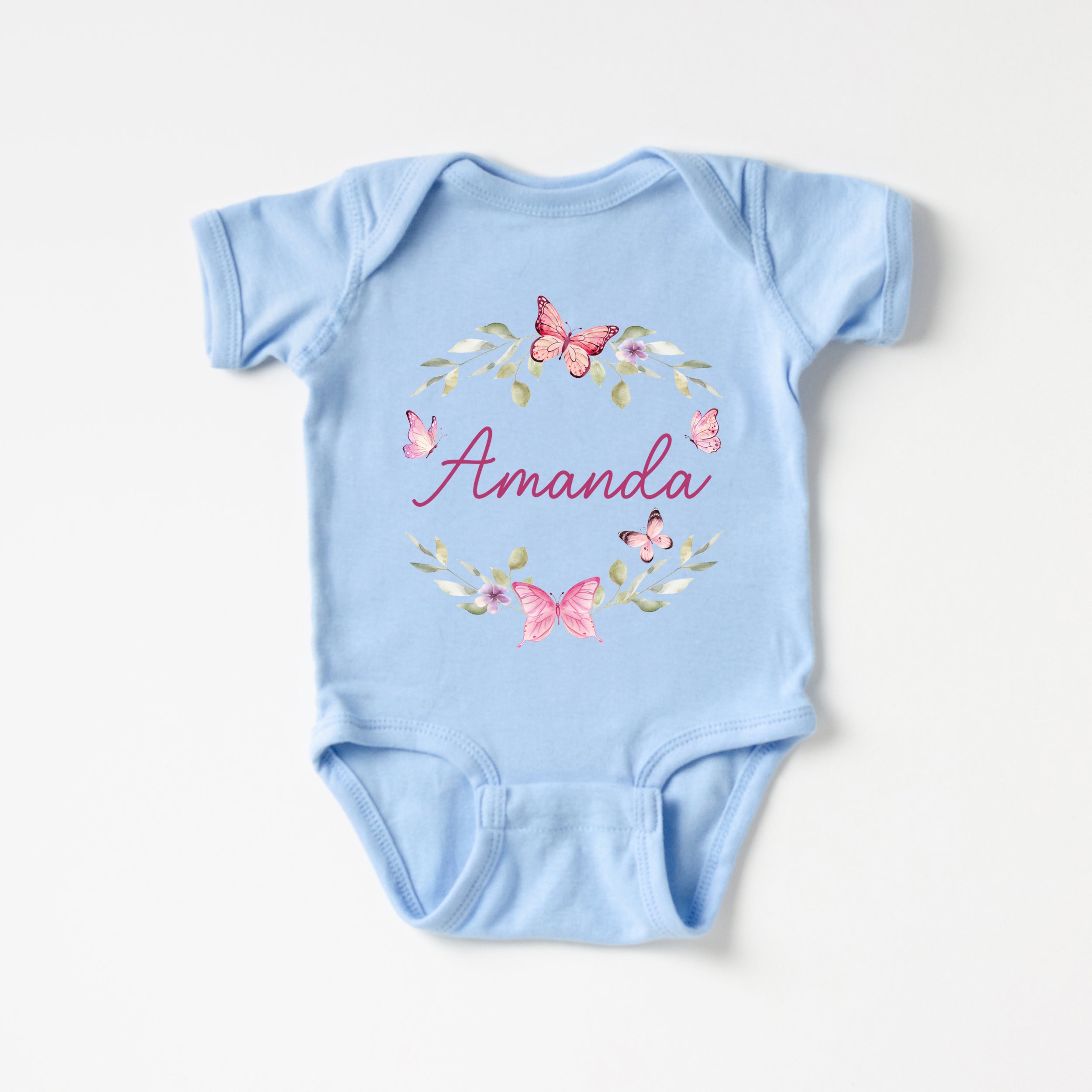 Personalized Bodysuit in Pink Butterfly