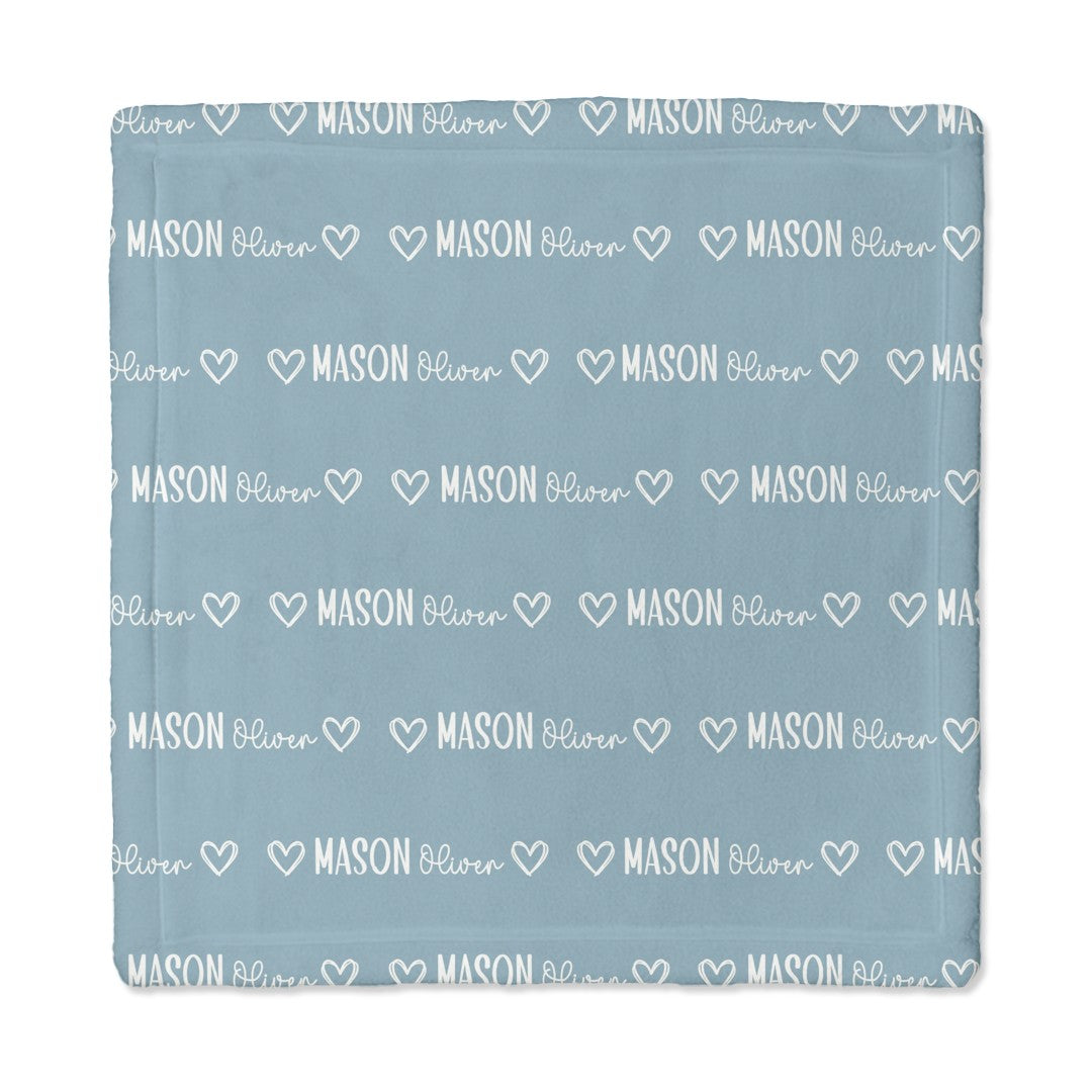 Personalized Lovey Blanket Mono Name in Light Dutty Blue