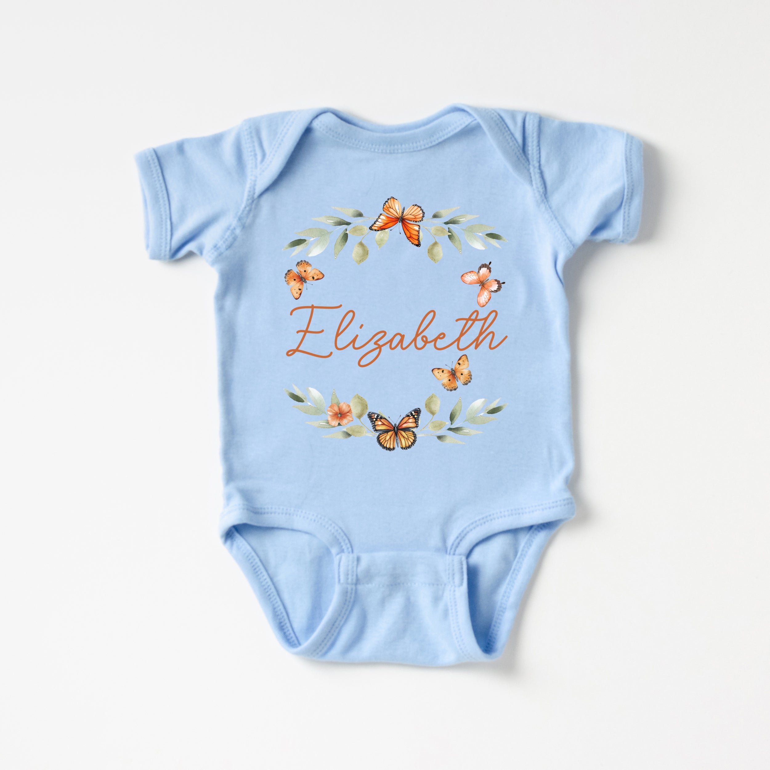 Personalized Graphic Bodysuit in Orange Butterfly