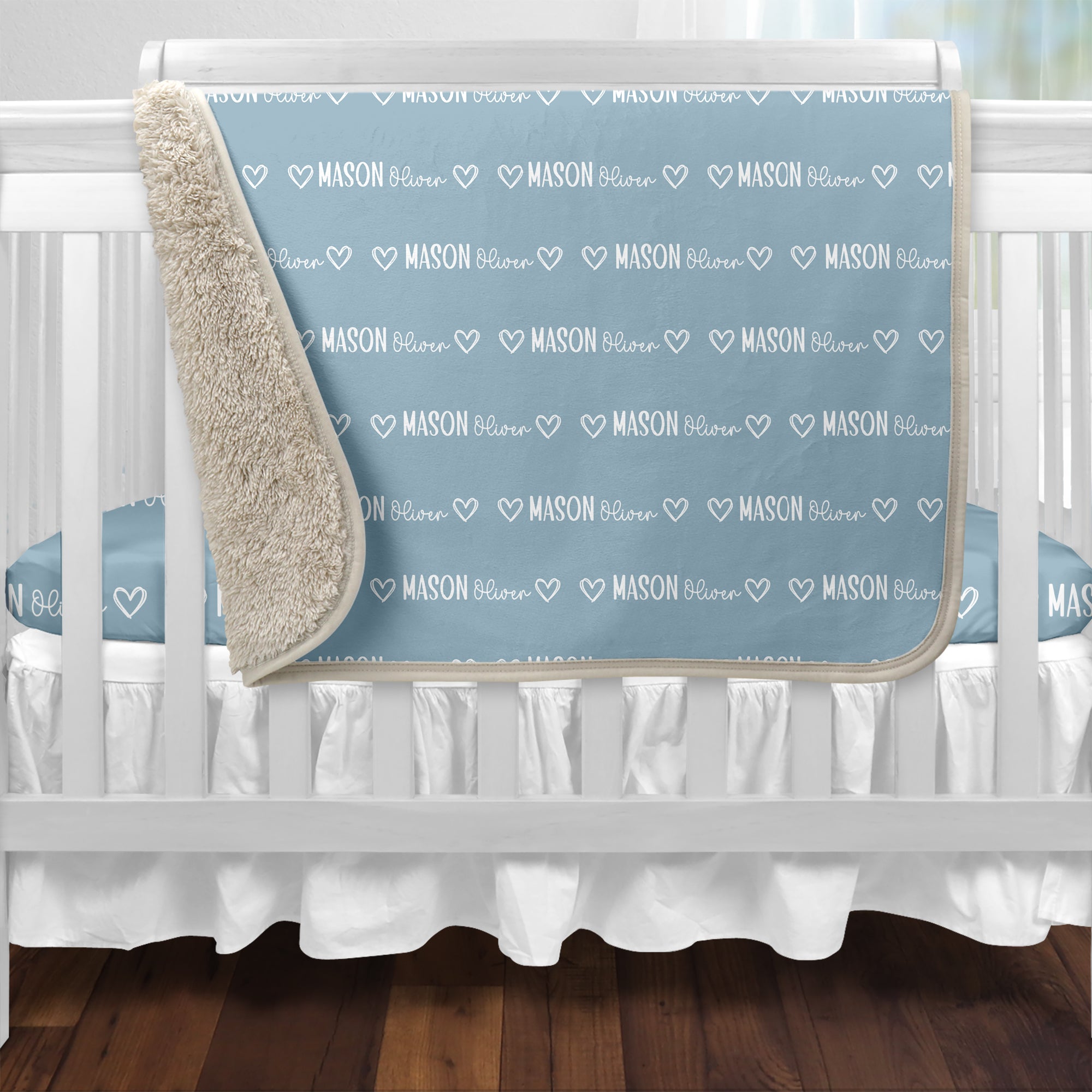 Personalized Blanket Mono Name in Light Dutty Blue