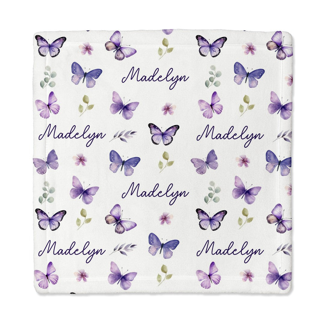 Personalized Lovey Blanket in Purple Butterfly