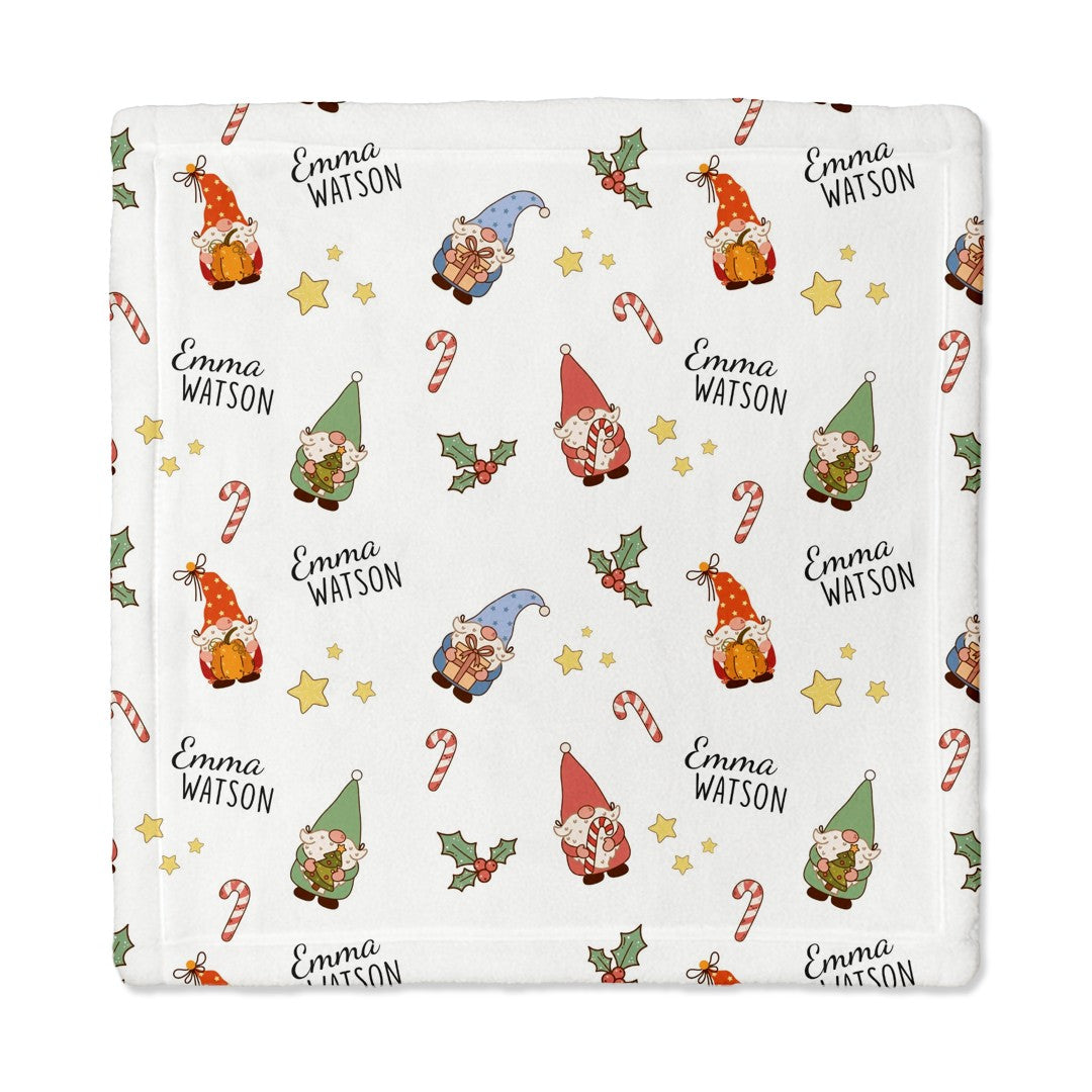 Christmas Gnomes Personalized Lovey Blanket