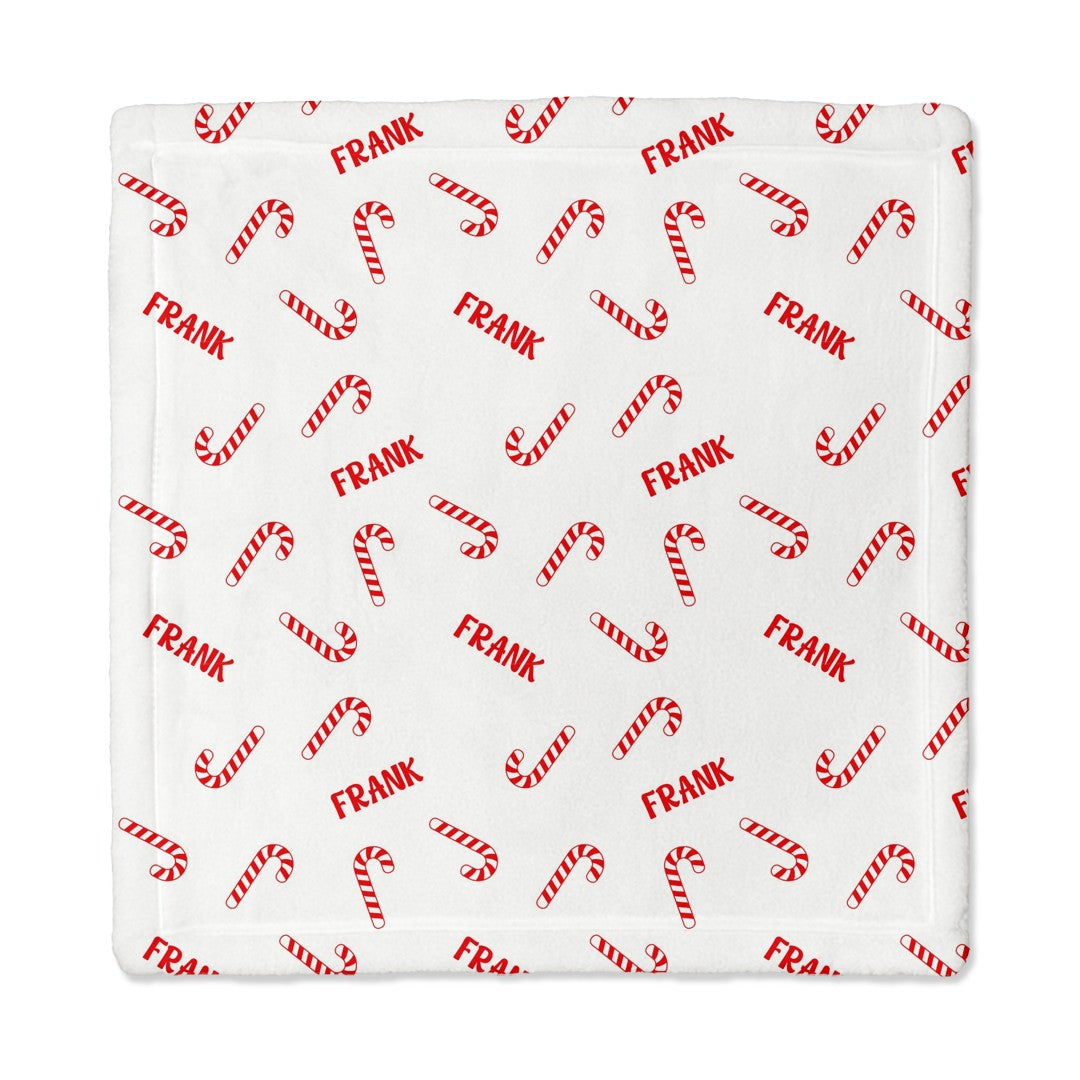 Candy Cane Personalized Lovey Blanket