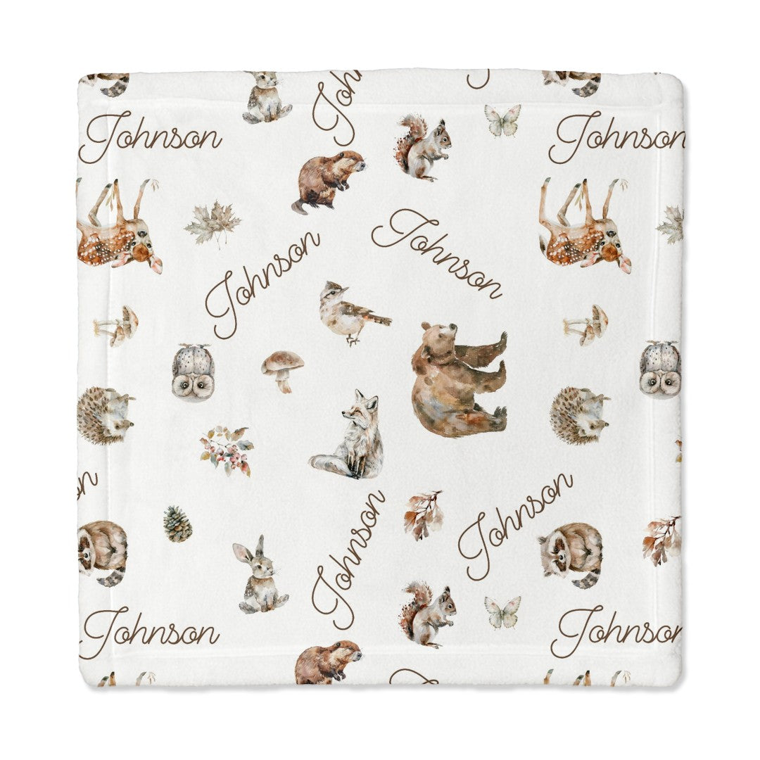 Woodland Animals Personalized Lovey Blanket