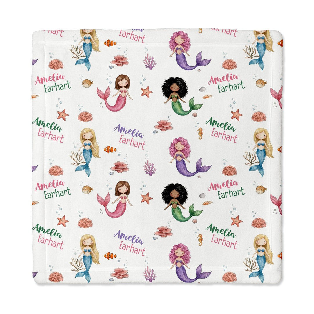 Little Mermaid Personalized Lovey Blanket