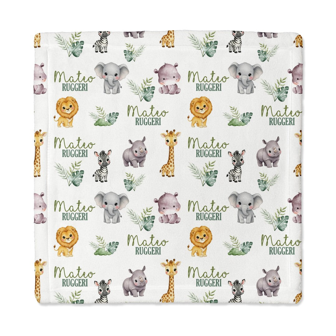 Safari Animals Personalized Lovey Blanket