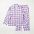 Long-Sleeved Men's Pajama Set in Lilac Gingham