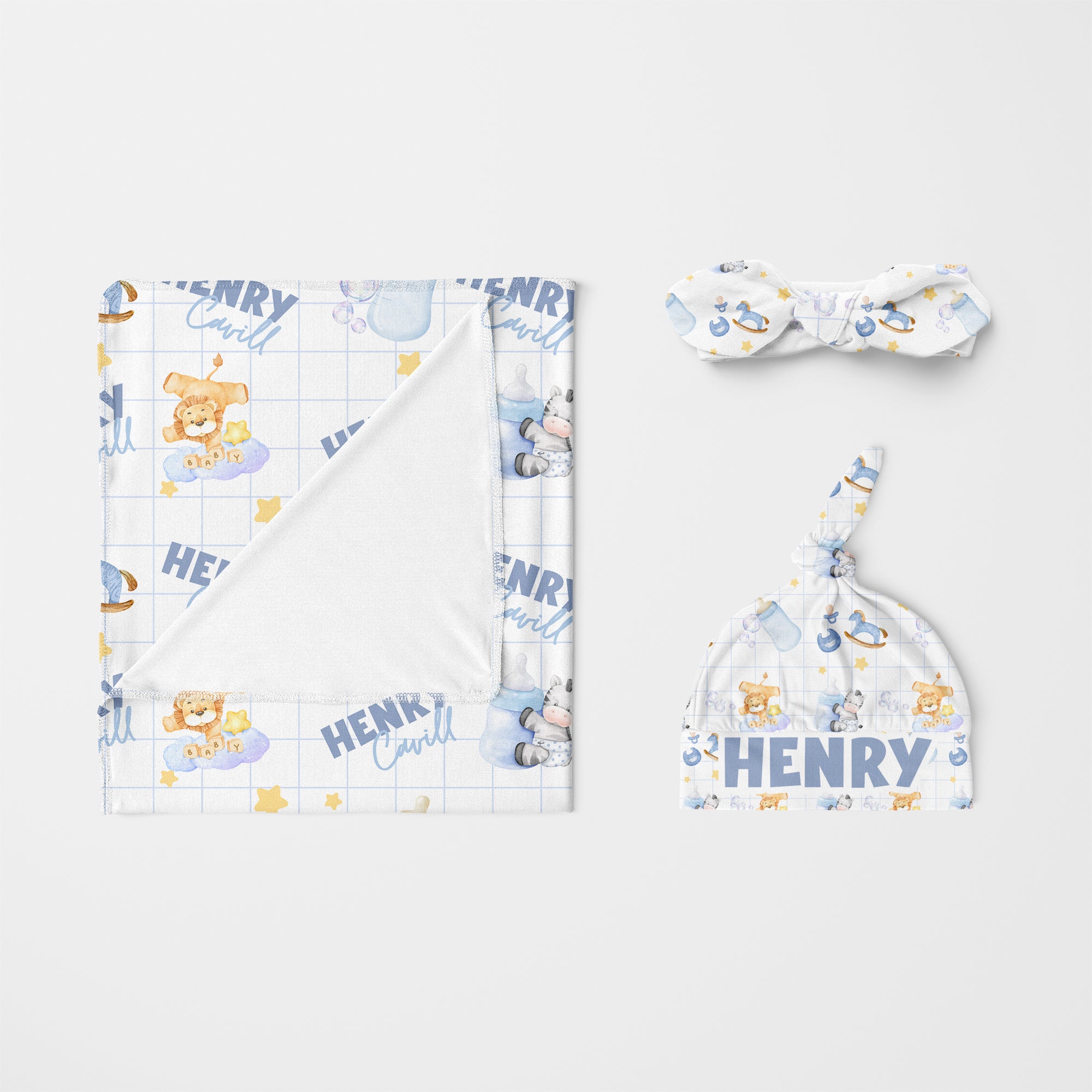 Personalized Knotted Headband in Blue Milk Drunk