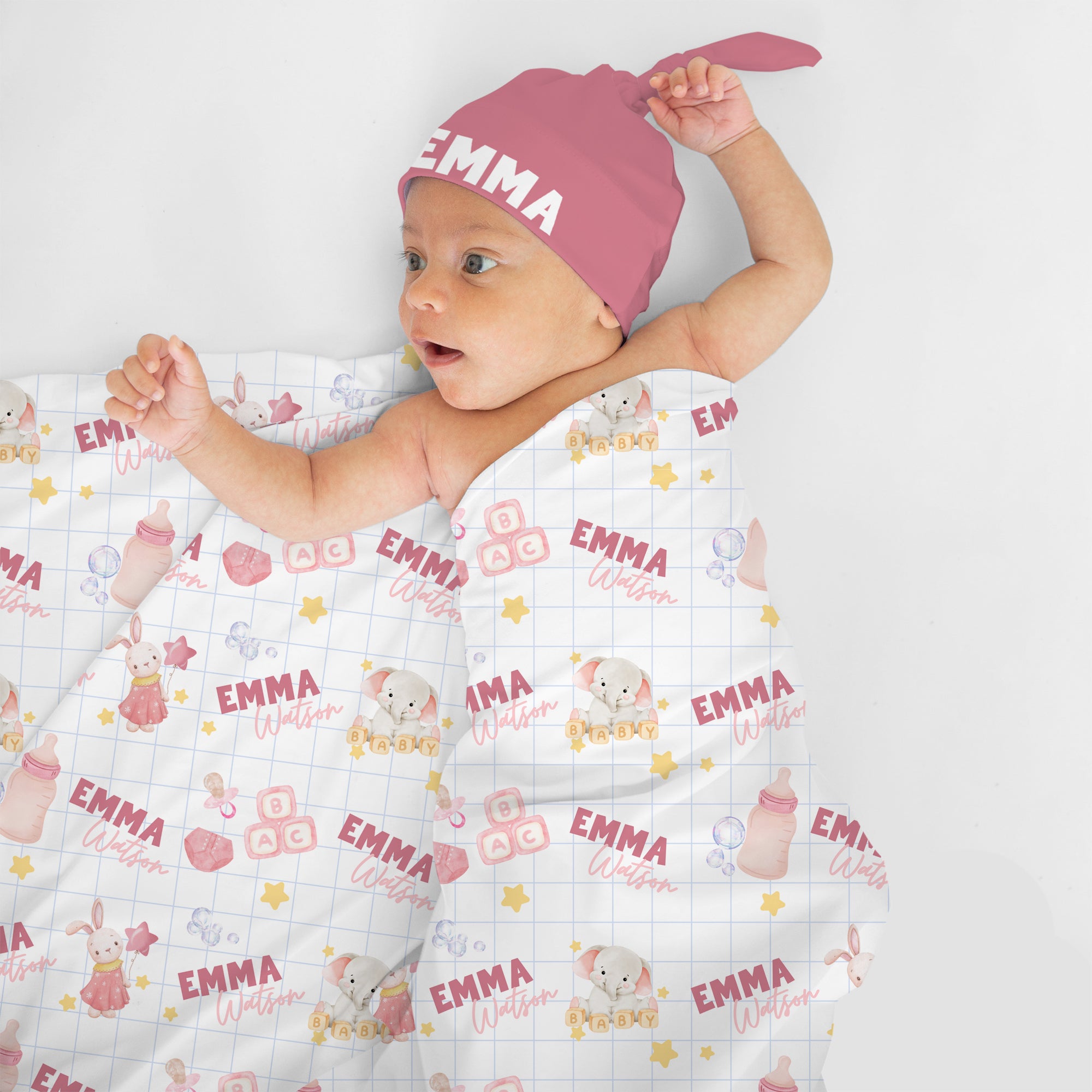 Pink Milk Drunk Personalized Swaddle Blanket