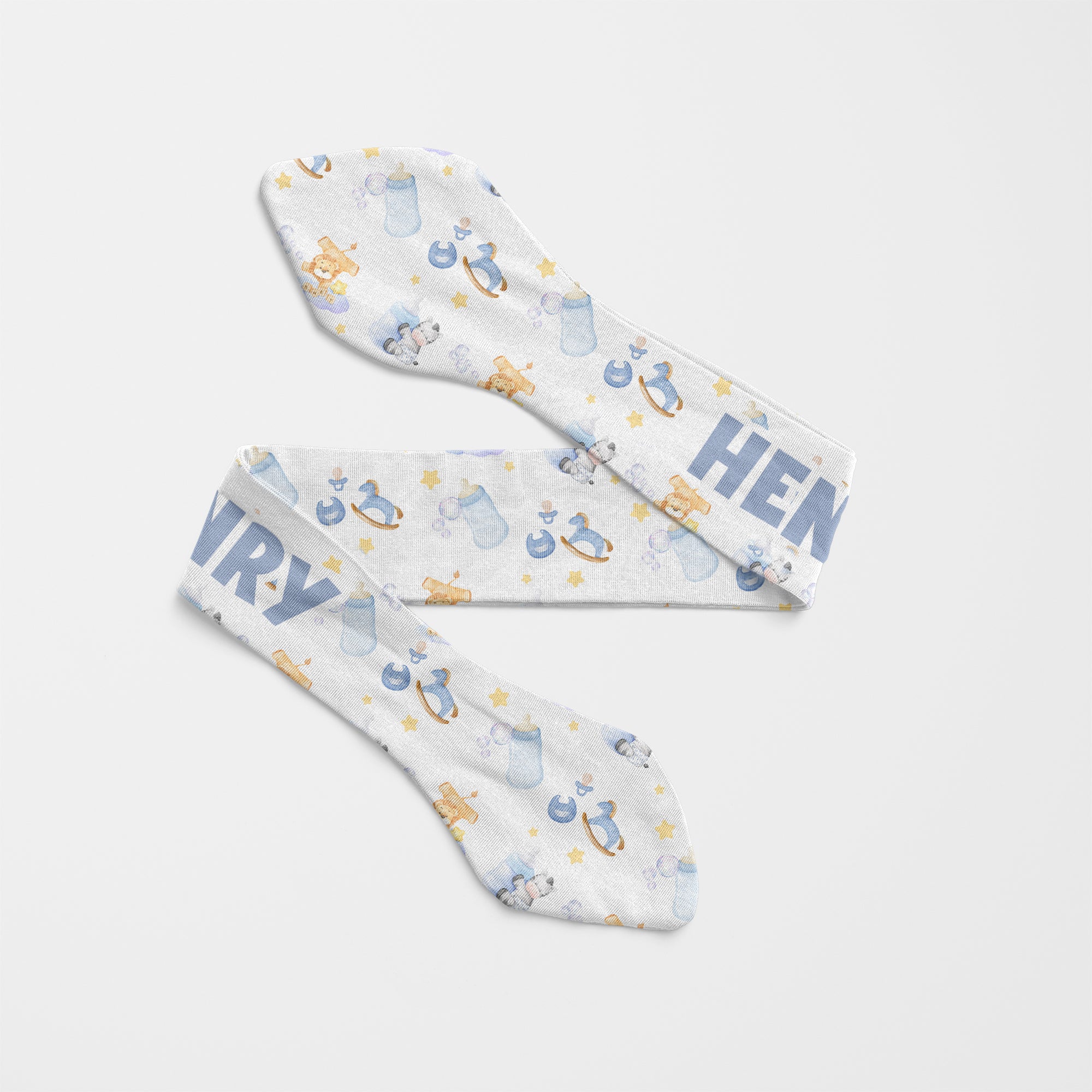 Personalized Knotted Headband in Blue Milk Drunk