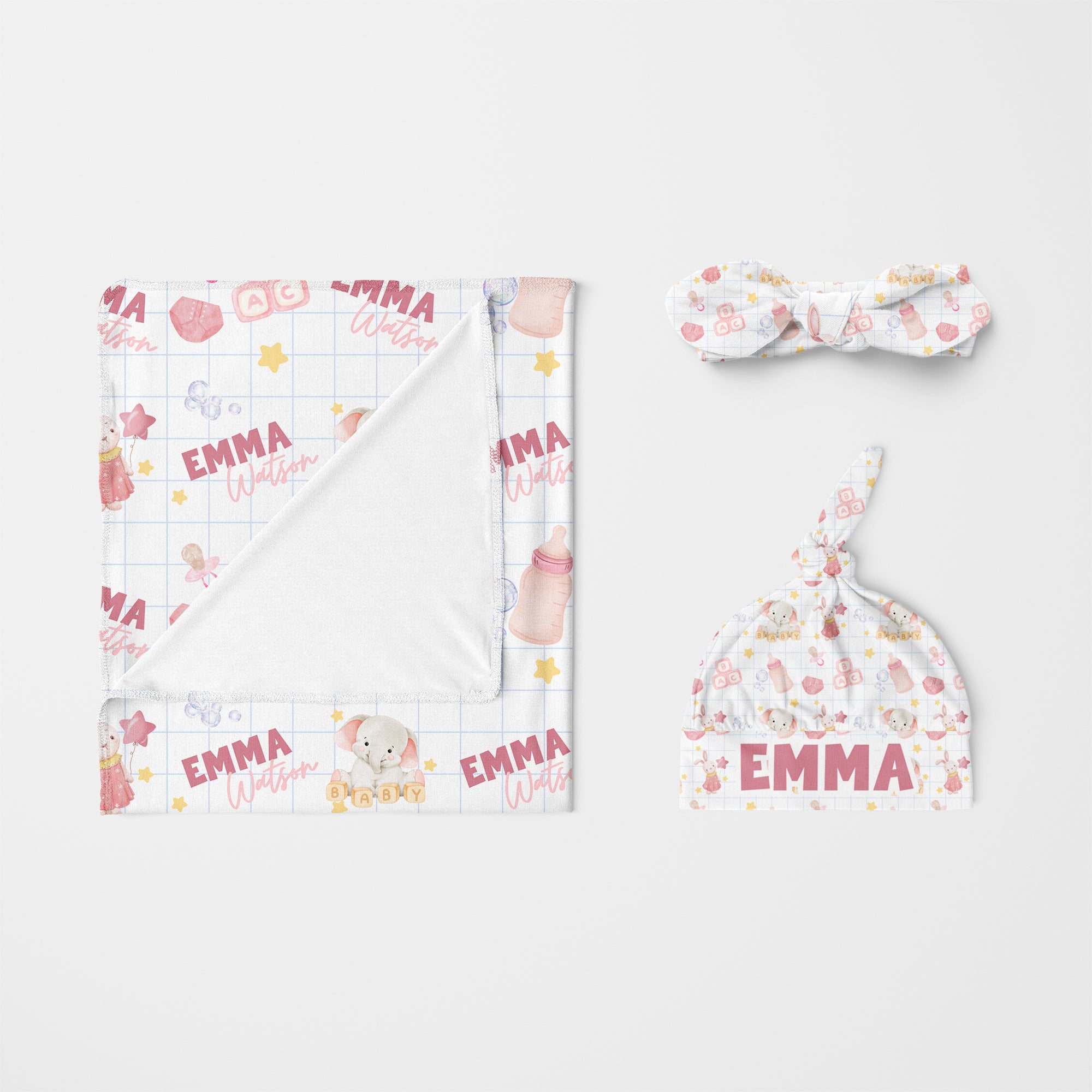 Personalized Knotted Hat in Pink Milk Drunk