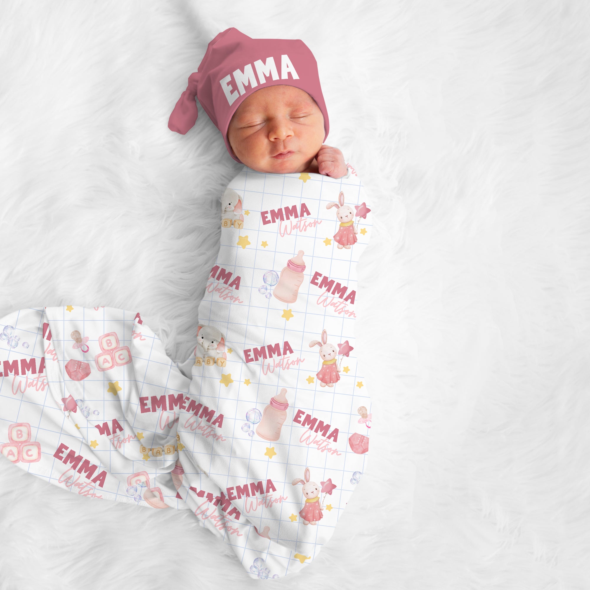 Personalized Swaddle in Pink Milk Drunk
