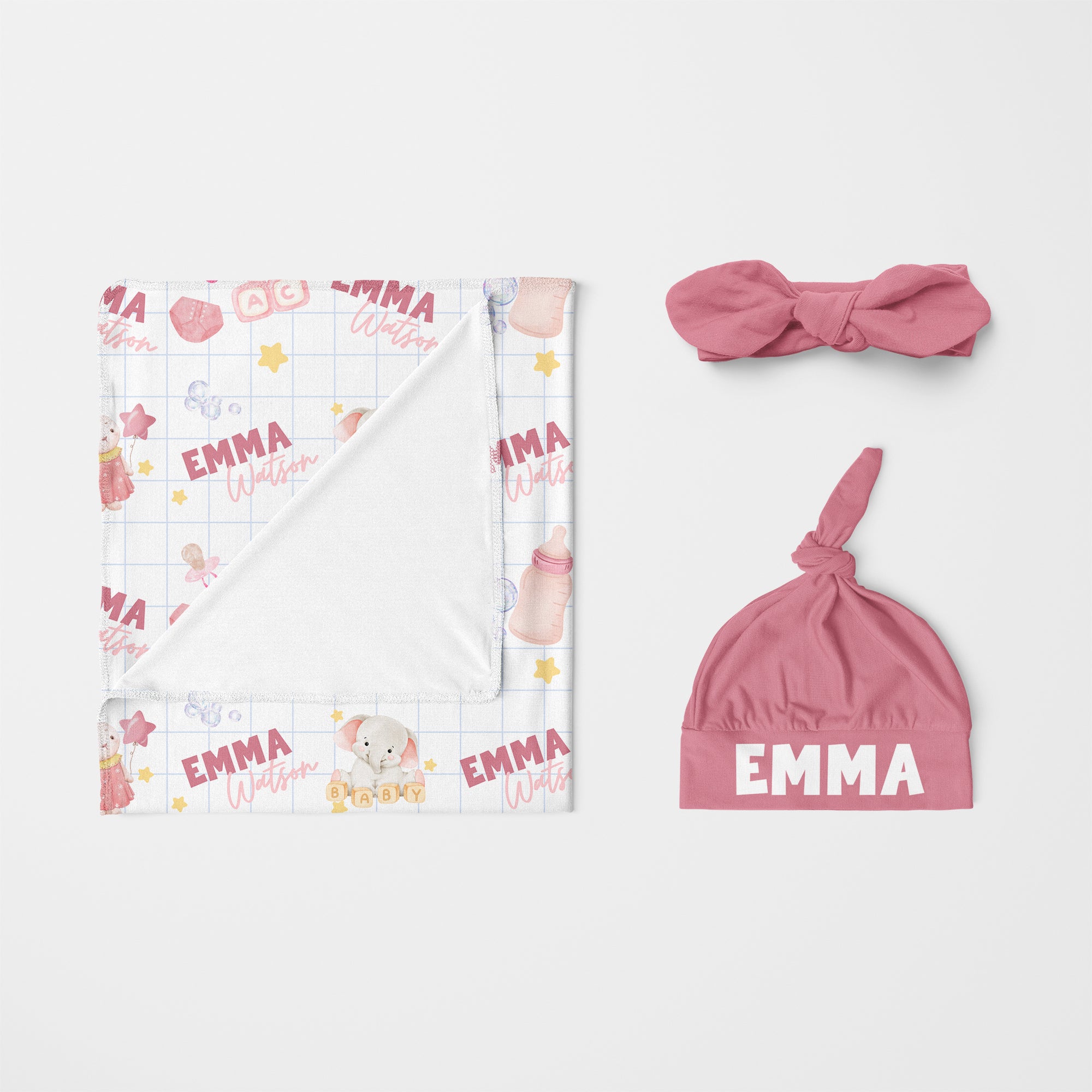 Personalized Swaddle in Pink Milk Drunk