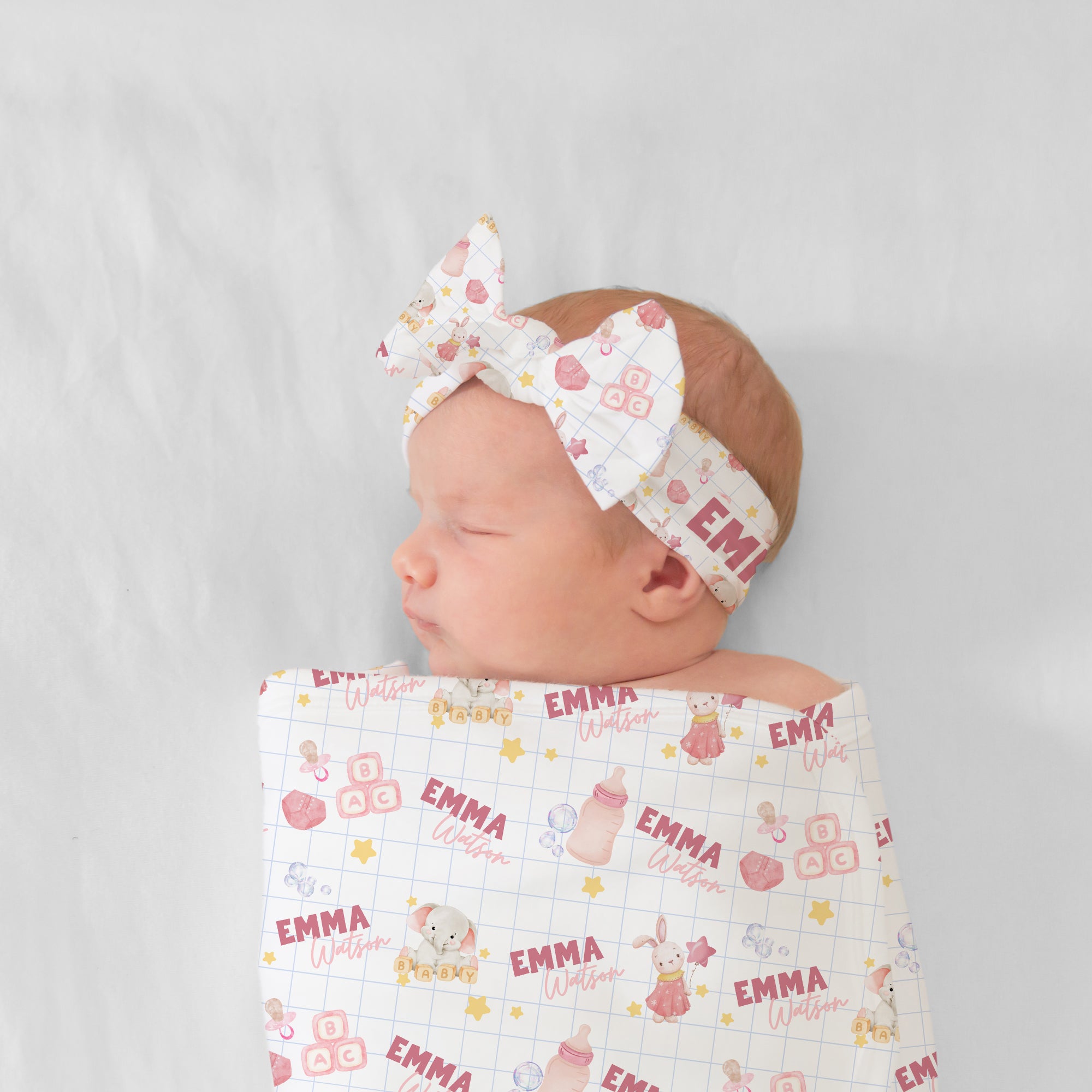 Personalized Bow Headband in Pink Milk Drunk
