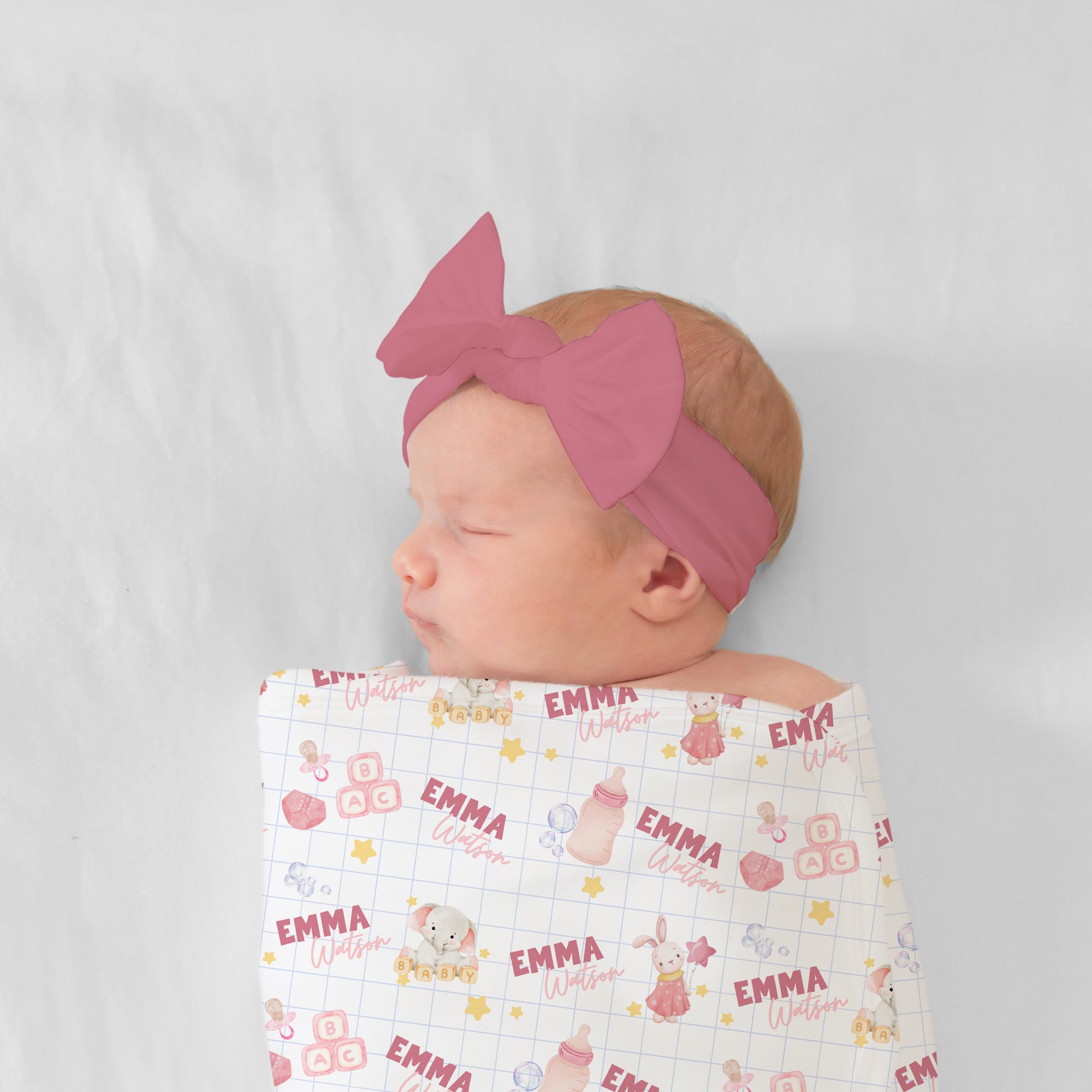 Personalized Bow Headband in Rose Clay