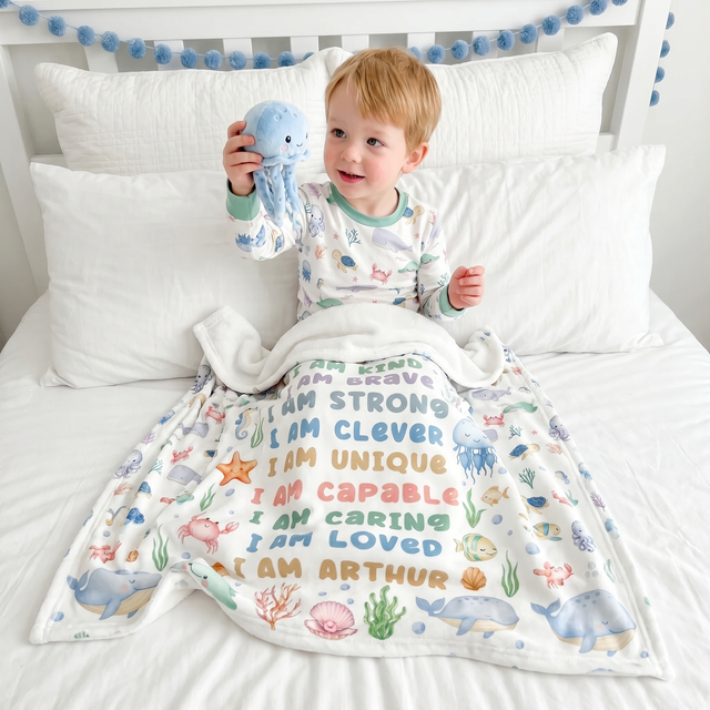Affirmation Blanket in Sea Animals