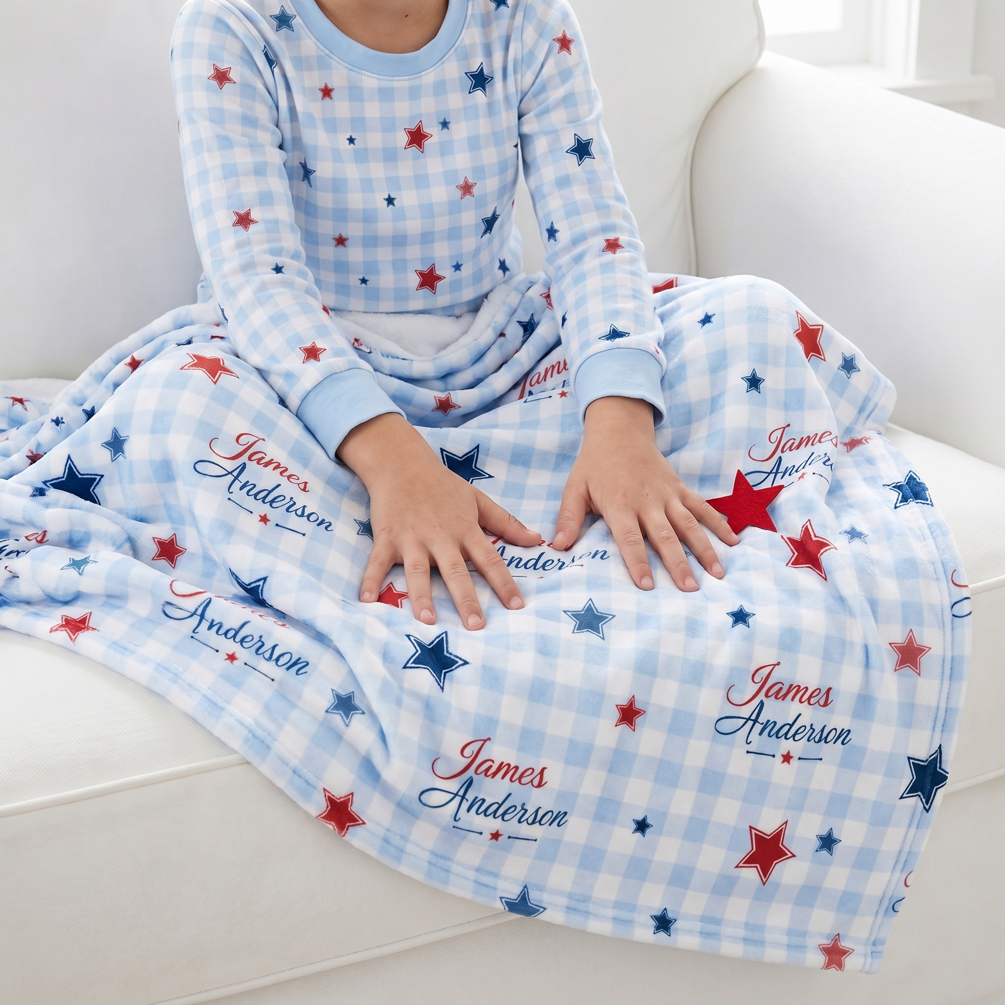Personalized Blankets in Red, Blue and Star
