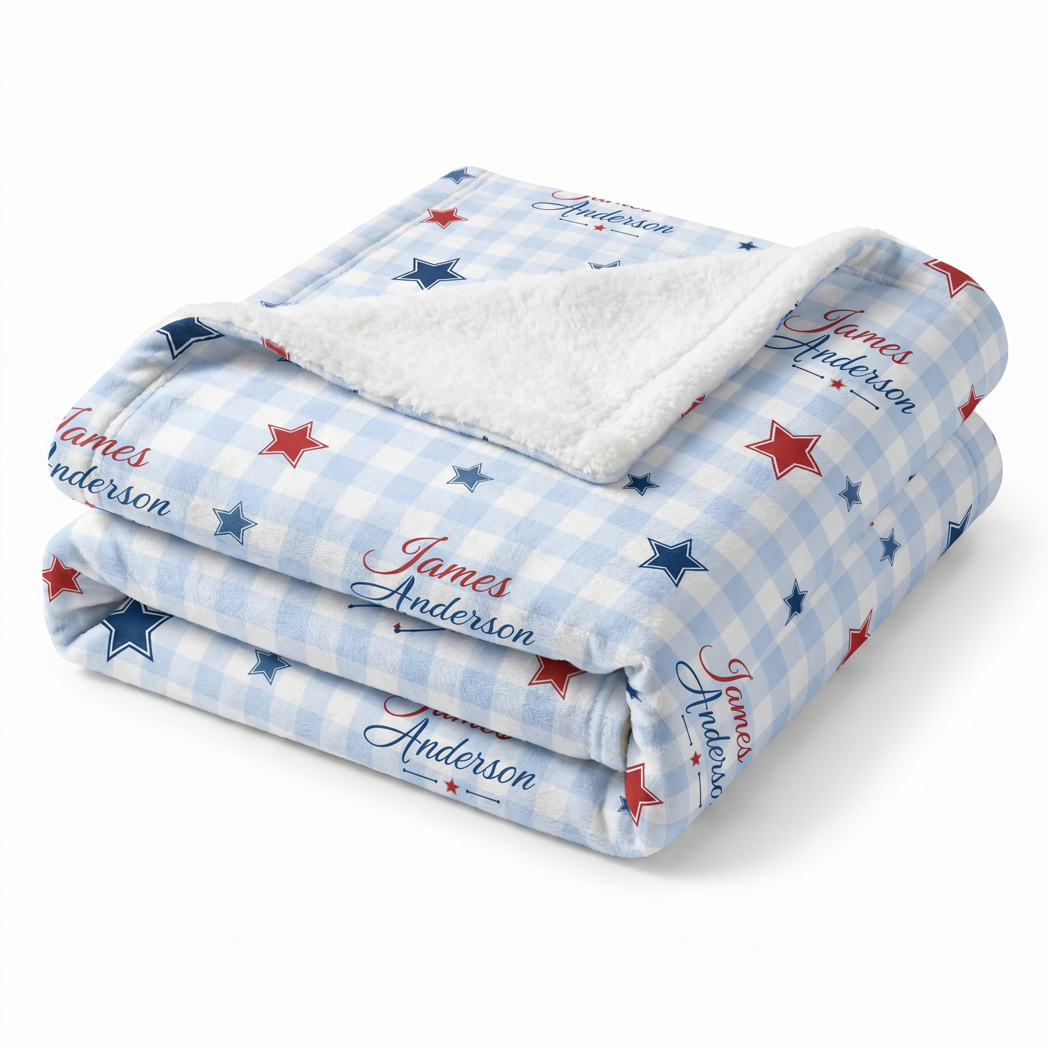 Personalized Blankets in Red, Blue and Star