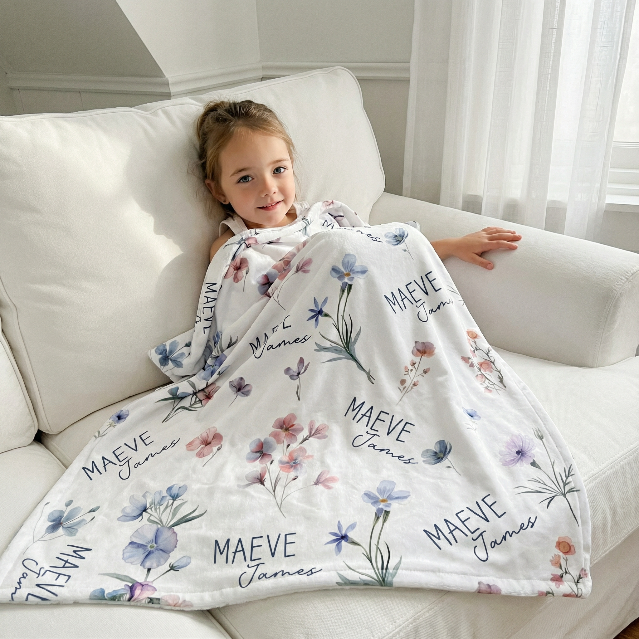 Personalized Blanket in Pretty Wildflower
