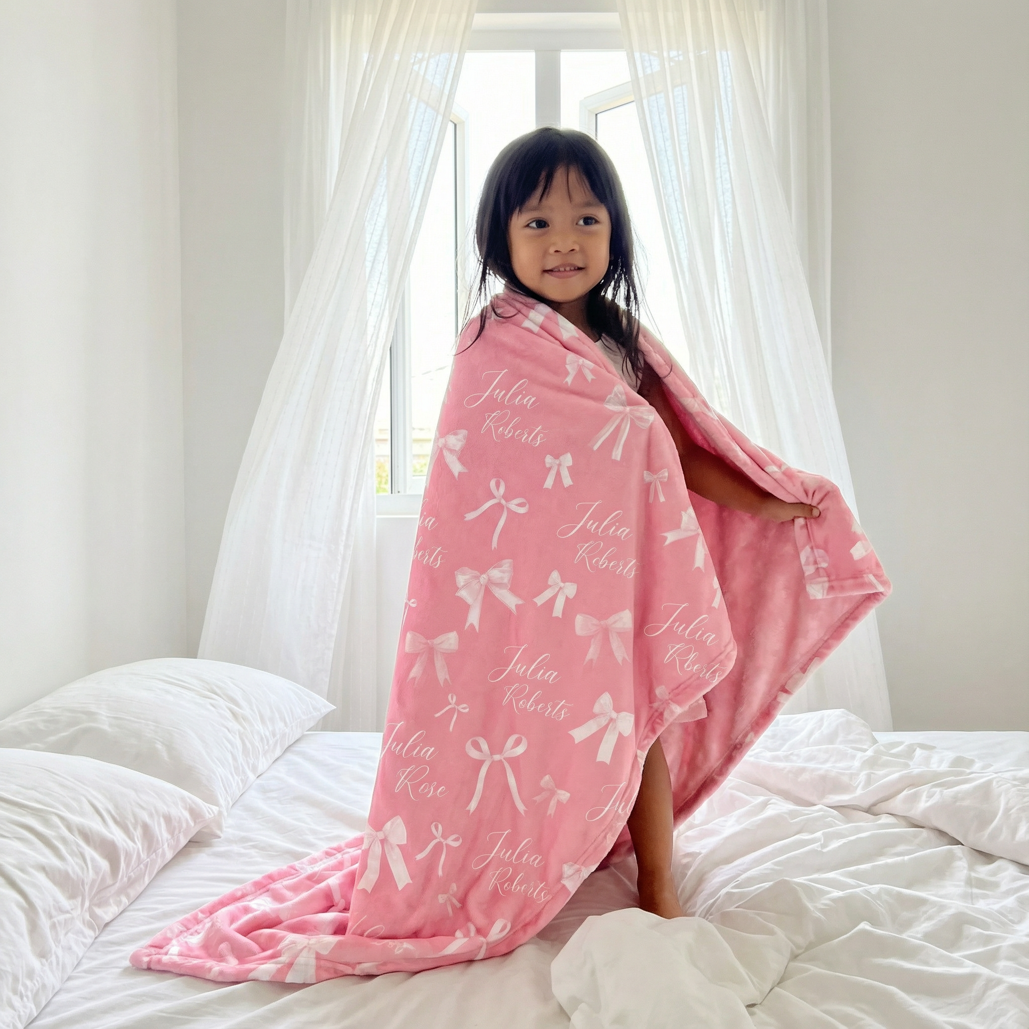 Personalized Blanket in Pink Coquette Bow