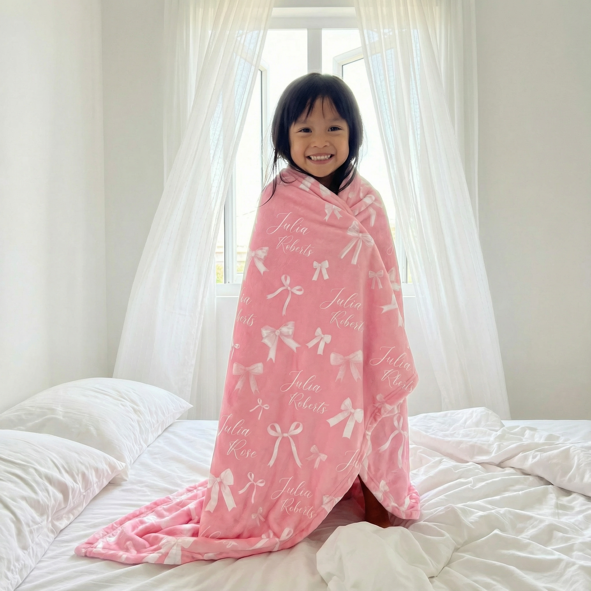 Personalized Blanket in Pink Coquette Bow